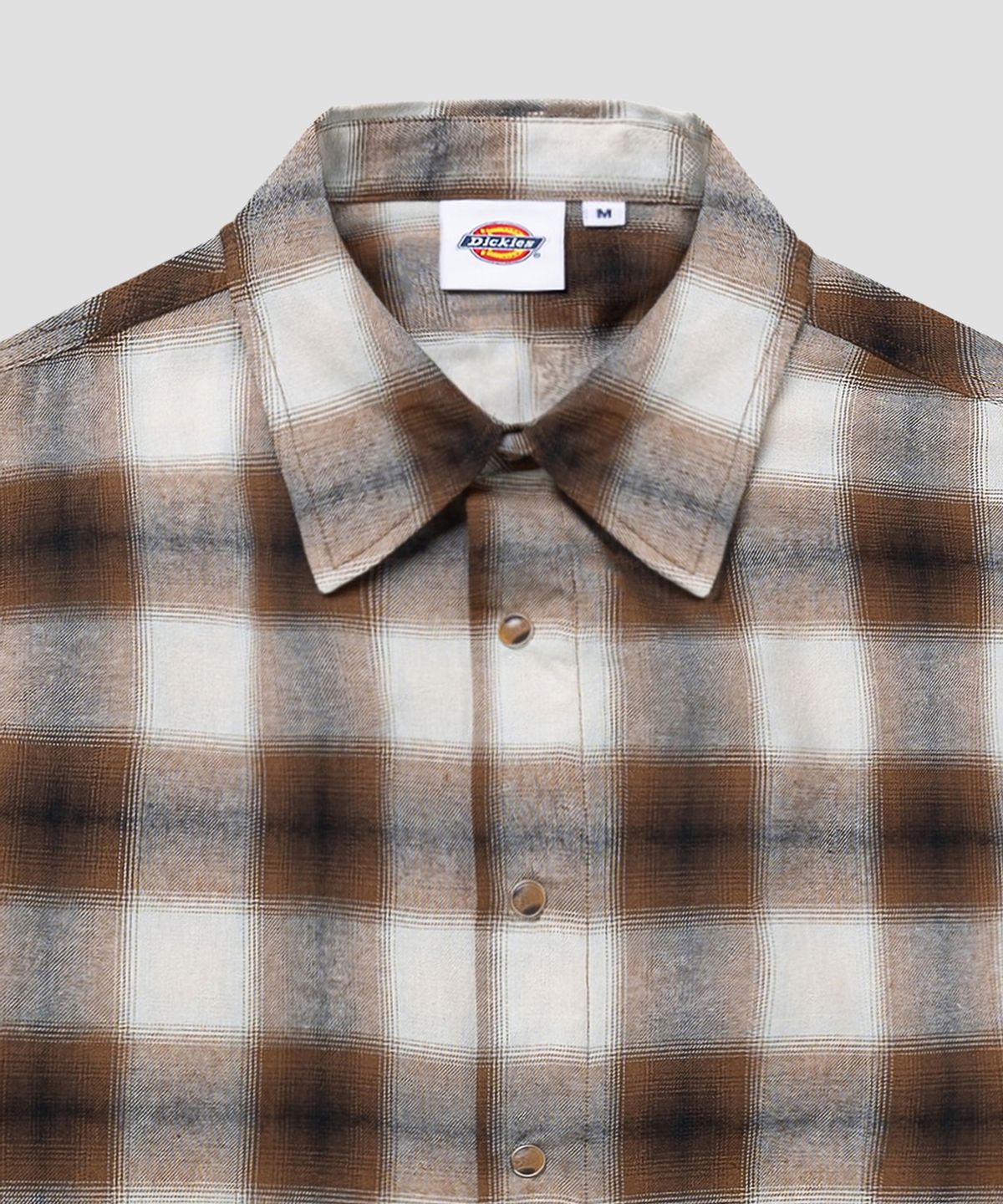 디키즈(DICKIES) 레이온 옴브레 체크 셔츠 Brown