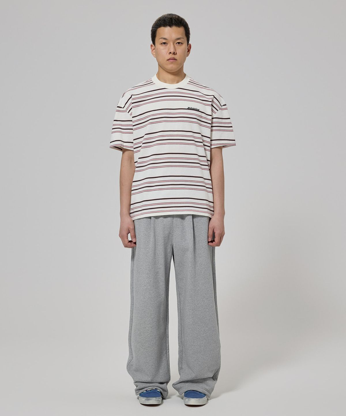 디키즈(DICKIES) 루즈핏 원턱 스웨트 팬츠 Melange