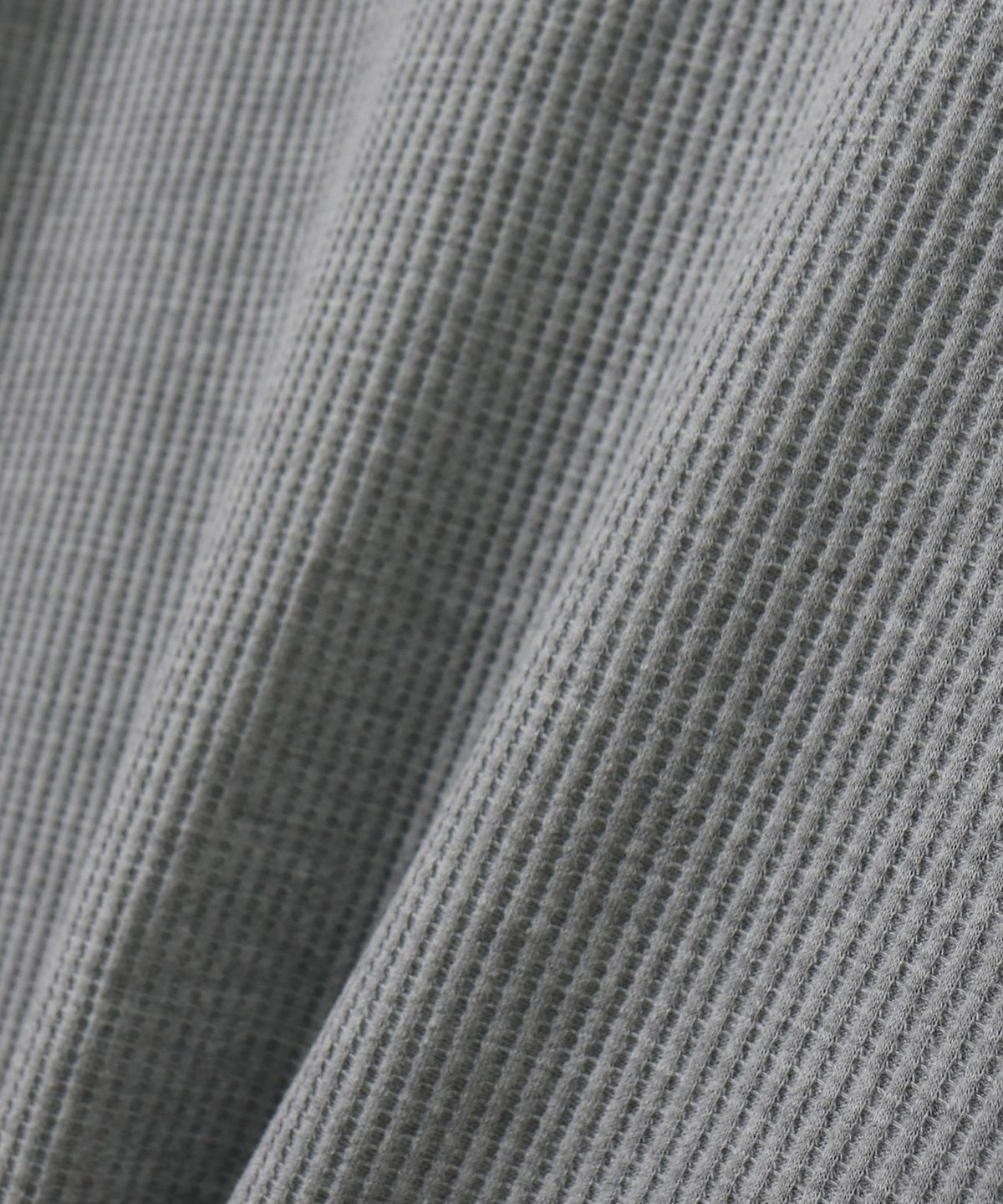 무드인사이드(MOOD INSIDE) 와플 세미 크롭 헨리넥 롱슬리브_Gray