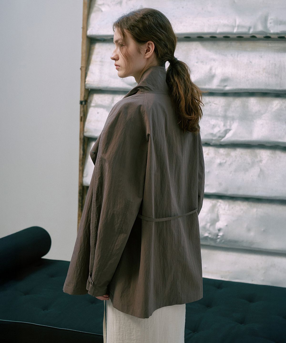 라메레이(LAMEREI) Light High-Neck Half Jacket[LMBFSPJK111]-Mocha Brown