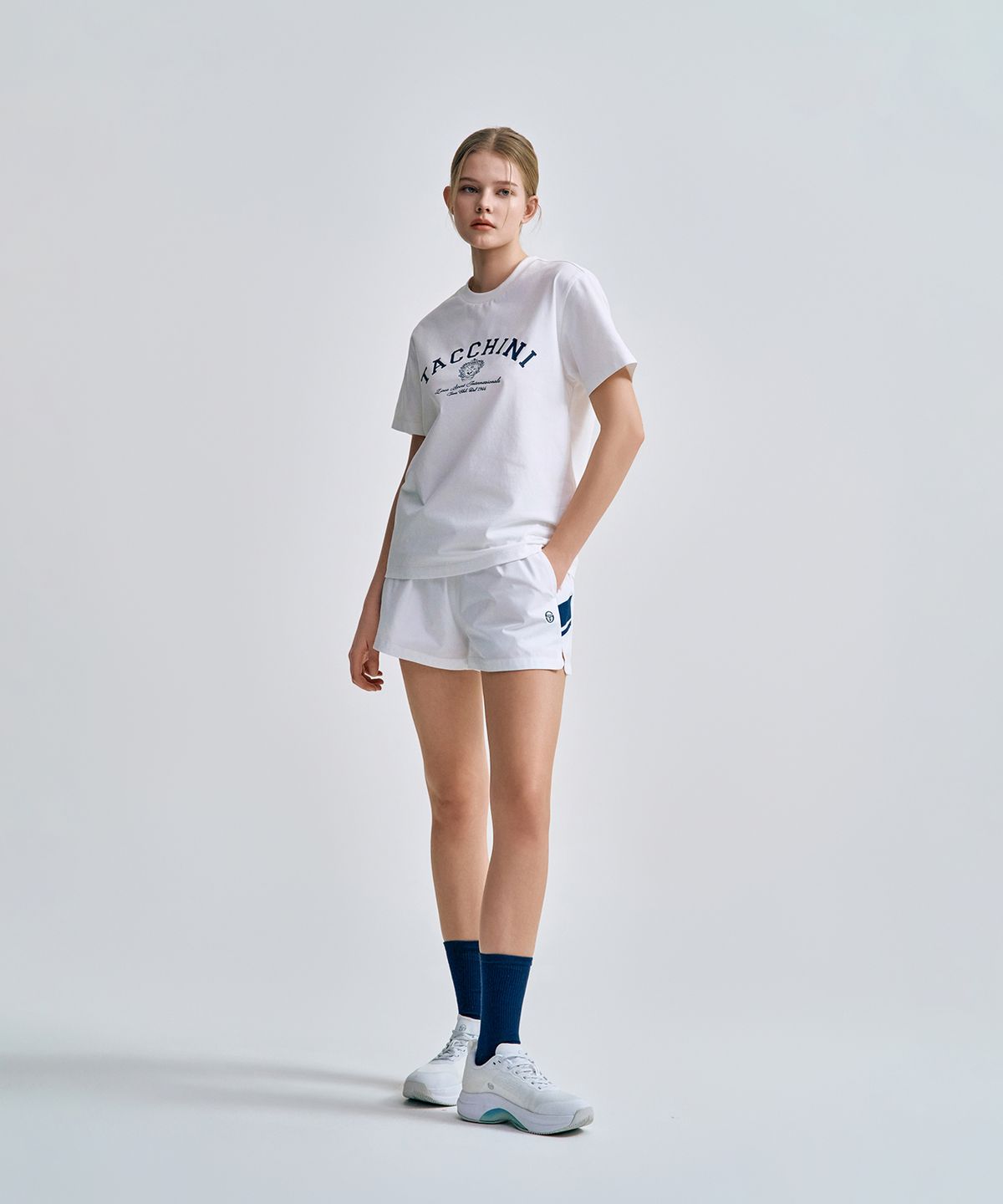 세르지오 타키니(SERGIO TACCHINI) W 리네아 4인치 우븐 쇼츠 (White)