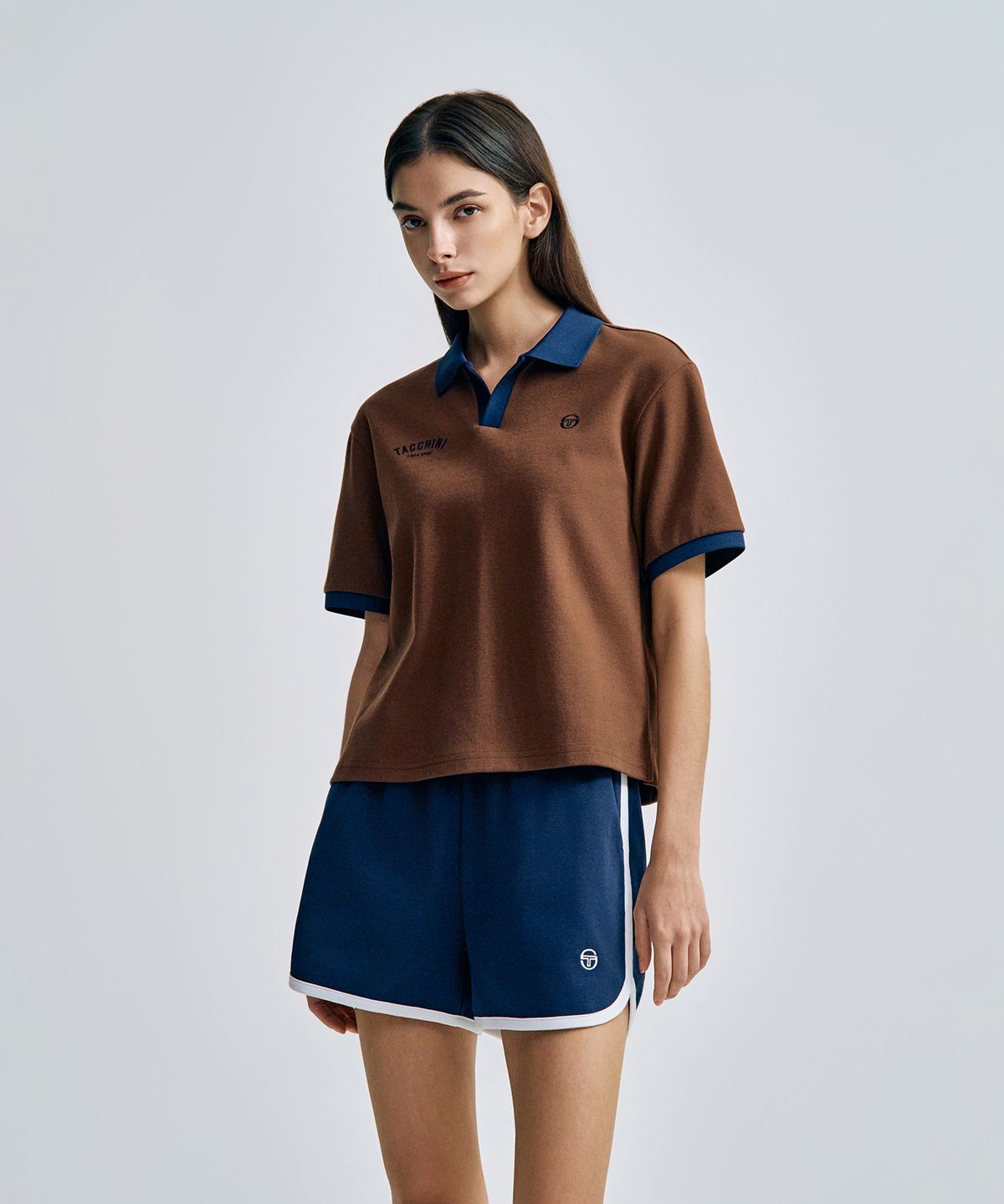 세르지오 타키니(SERGIO TACCHINI) W 더블니트 오픈카라 폴로 (Brown)