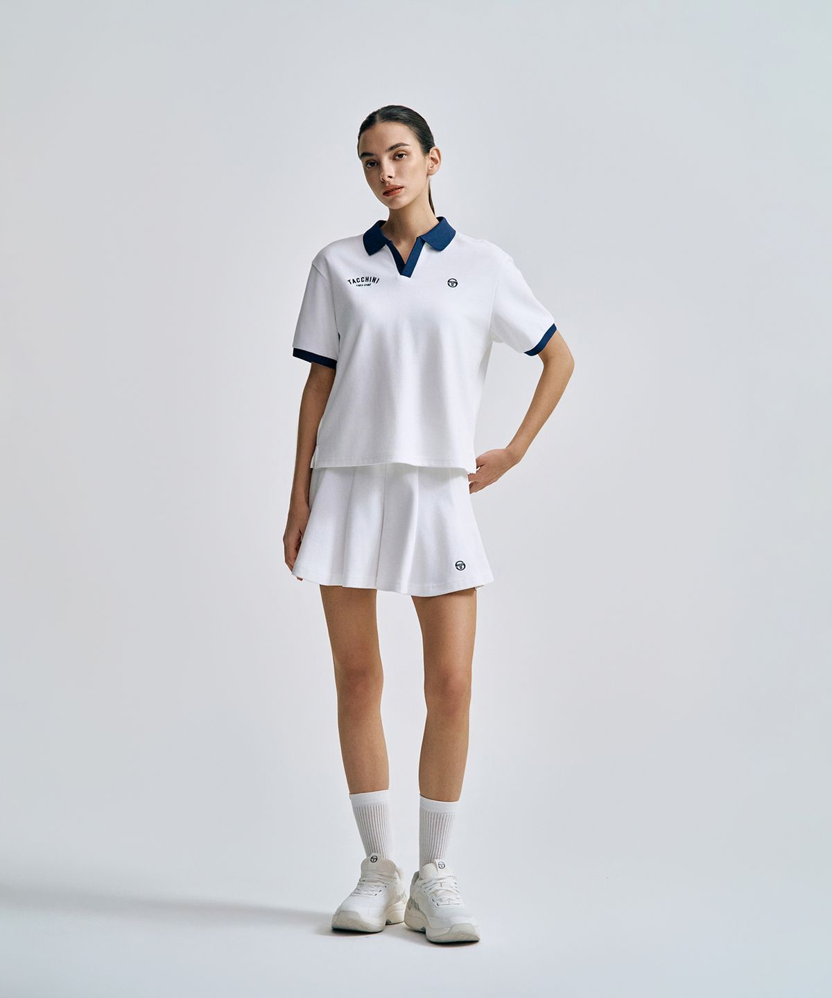 세르지오 타키니(SERGIO TACCHINI) W 더블니트 오픈카라 폴로 (White)