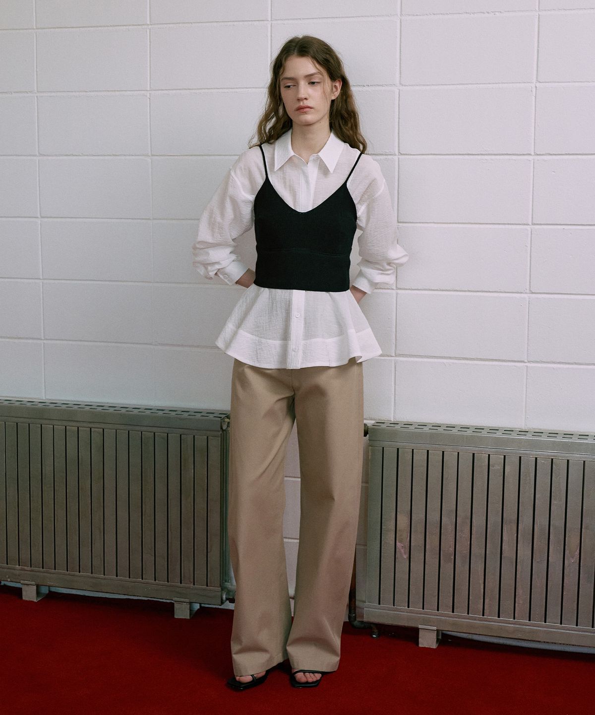 라메레이(LAMEREI) Sheer Peplum Shirt[LMBFSPSH317]-Off-White