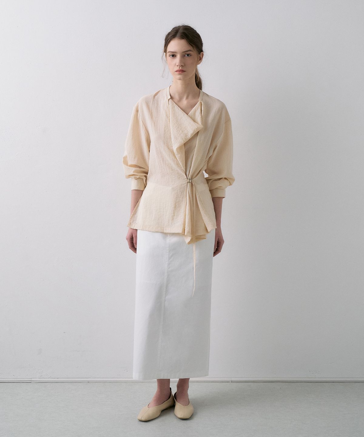 라메레이(LAMEREI) Drape Belted Shirt[LMBFSPSH318]-3color
