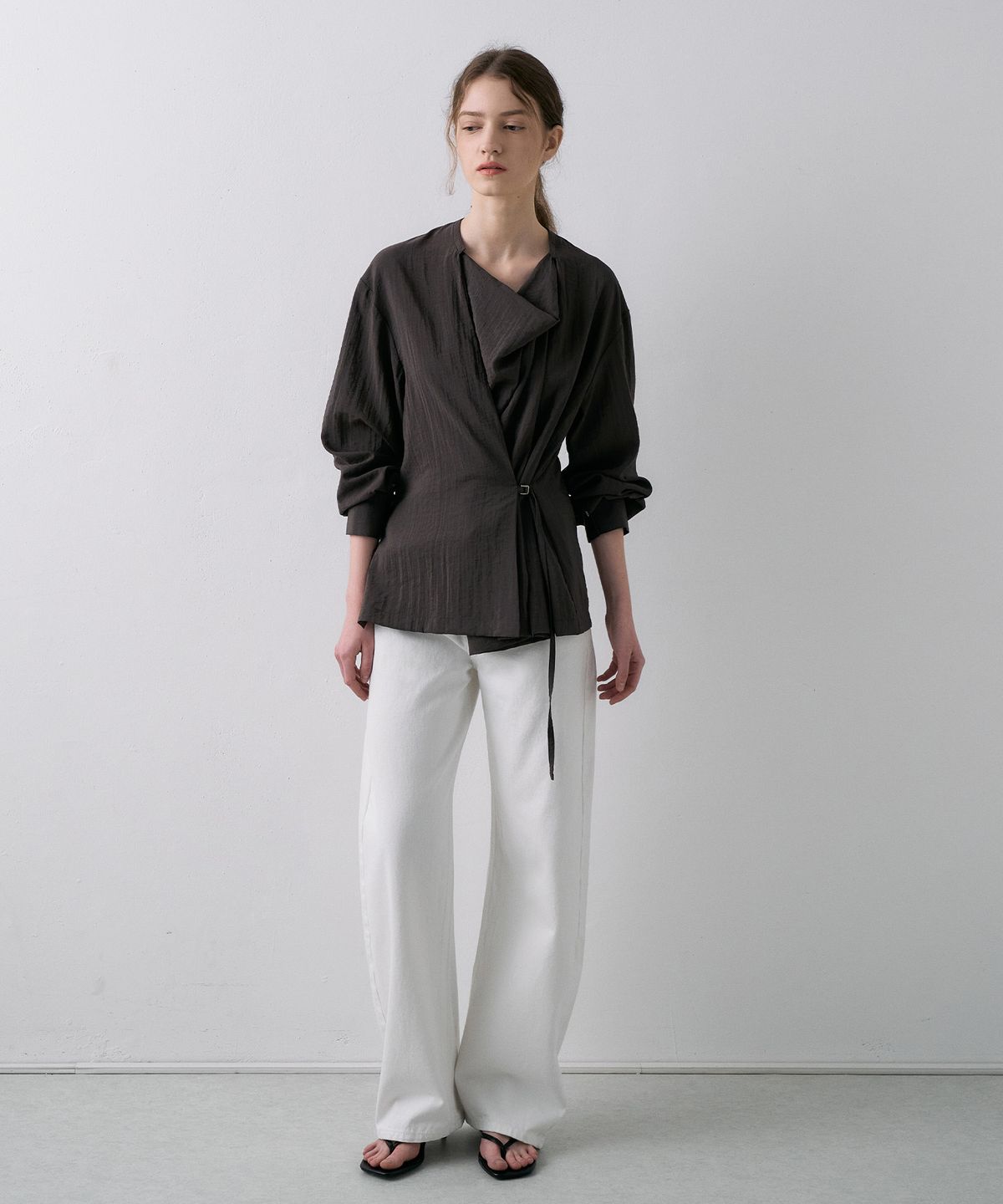 라메레이(LAMEREI) Drape Belted Shirt[LMBFSPSH318]-3color