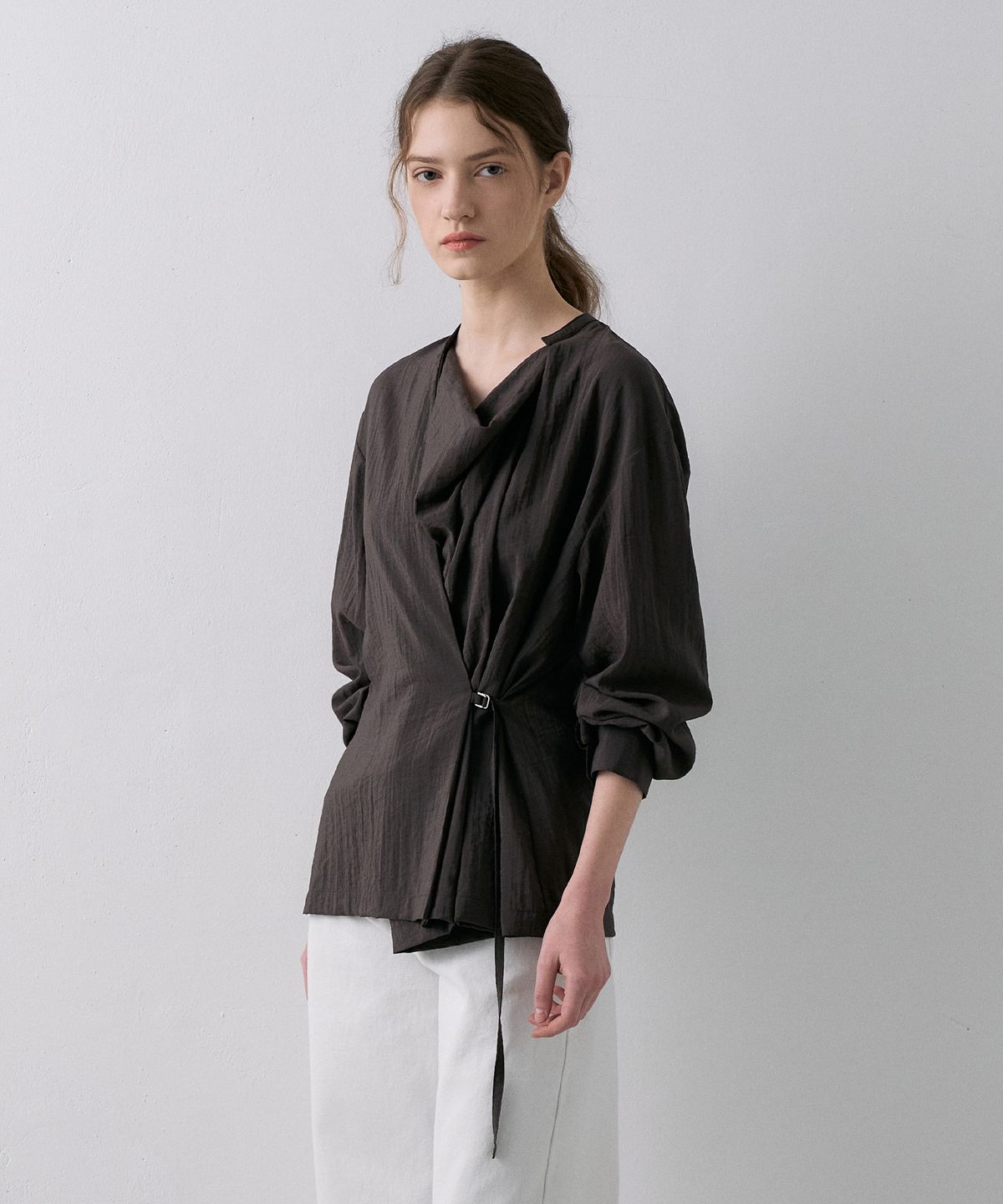 라메레이(LAMEREI) Drape Belted Shirt[LMBFSPSH318]-3color