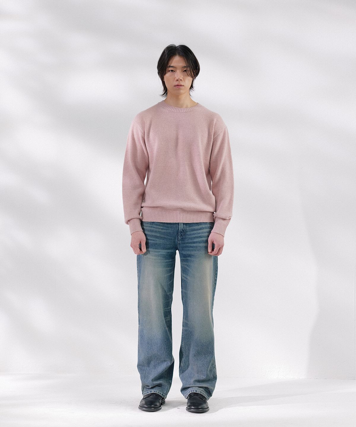 넌블랭크(NONBLANK) 데일리 울 캐시미어 크루넥 니트_MELANGE PINK