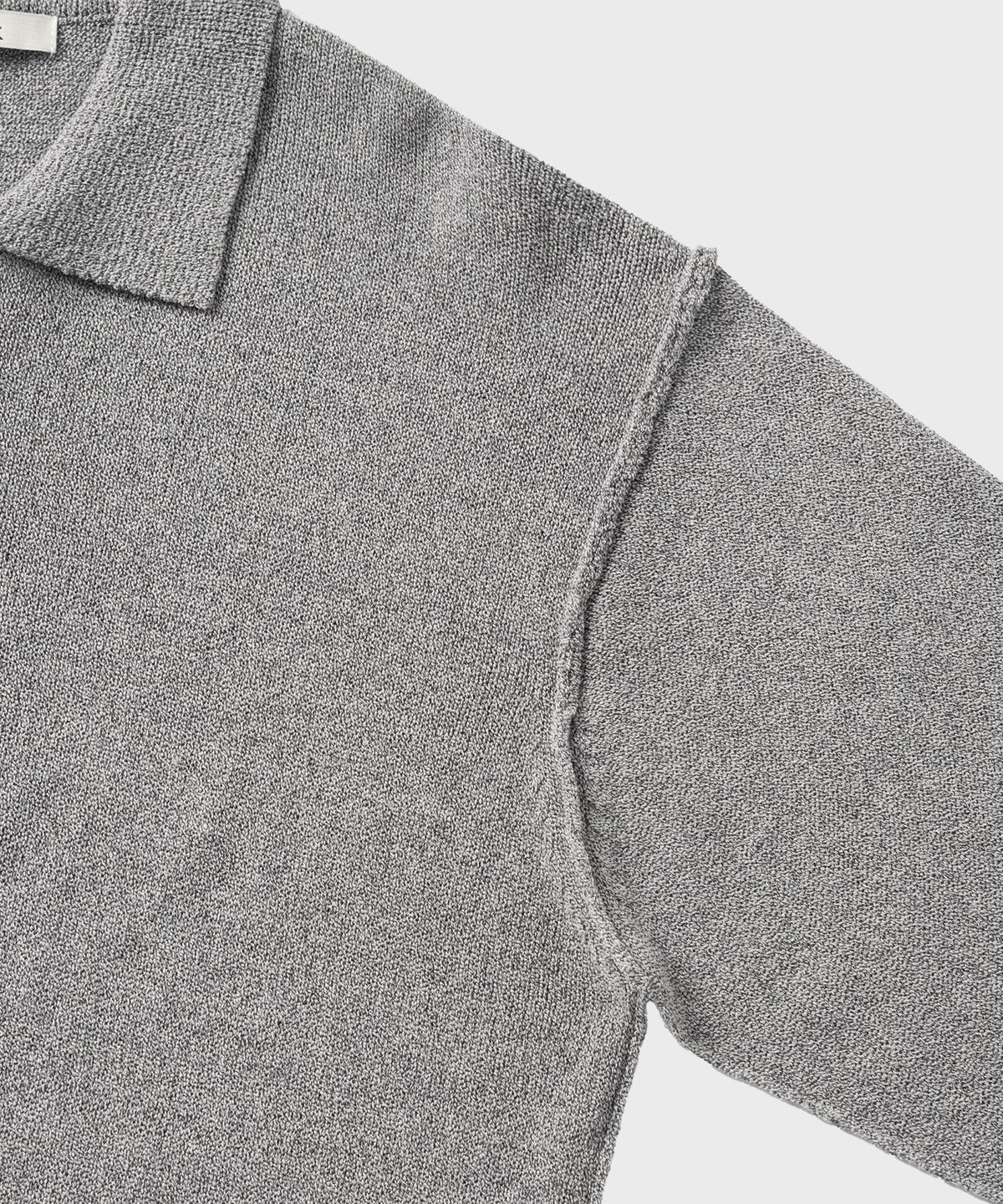 넌블랭크(NONBLANK) 크롭 카라 LS 가디건_MELANGE GREY