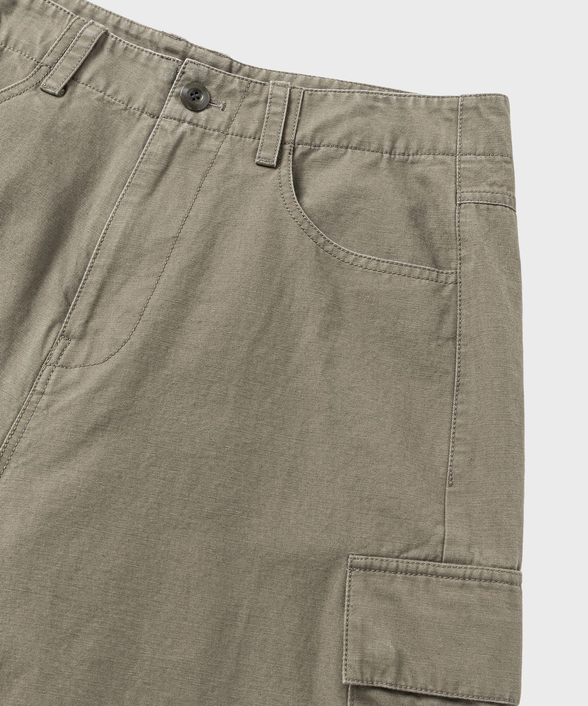 넌블랭크(NONBLANK) 워시드 와이드 커브드 카고 팬츠_KHAKI