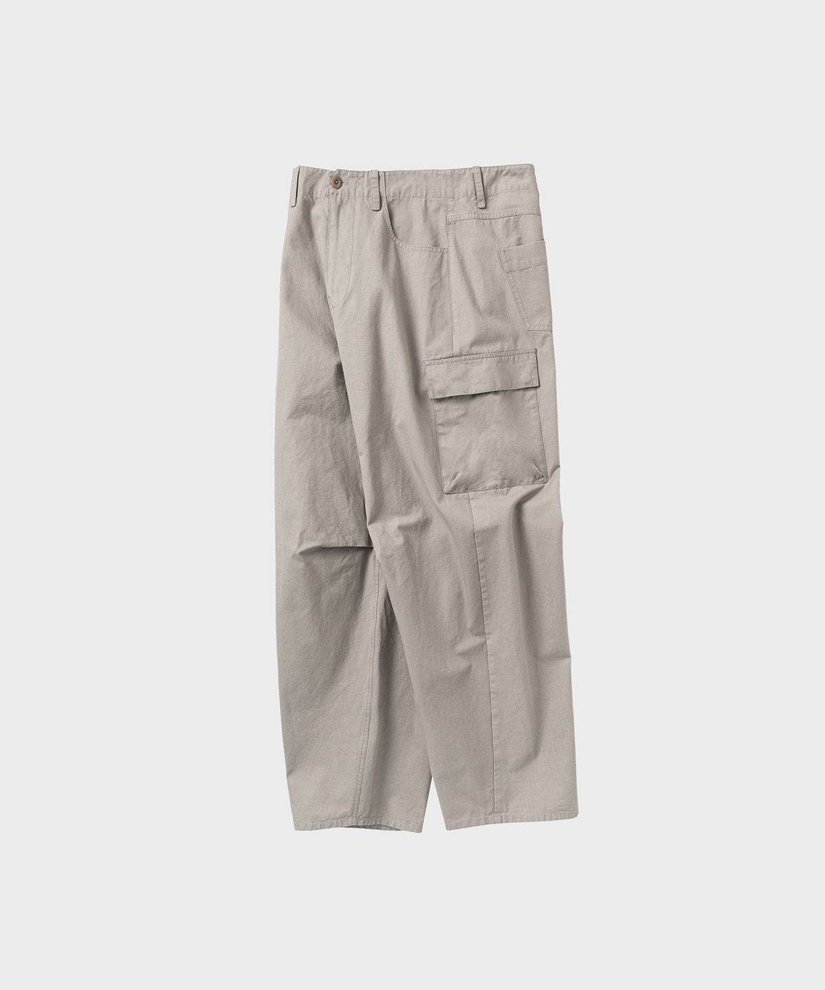 넌블랭크(NONBLANK) 워시드 와이드 커브드 카고 팬츠_BEIGE