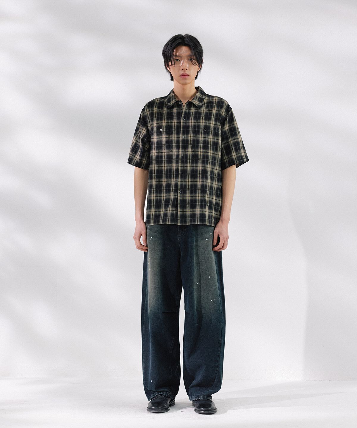 넌블랭크(NONBLANK) 와이드 커브드 데님 팬츠_INDIGO
