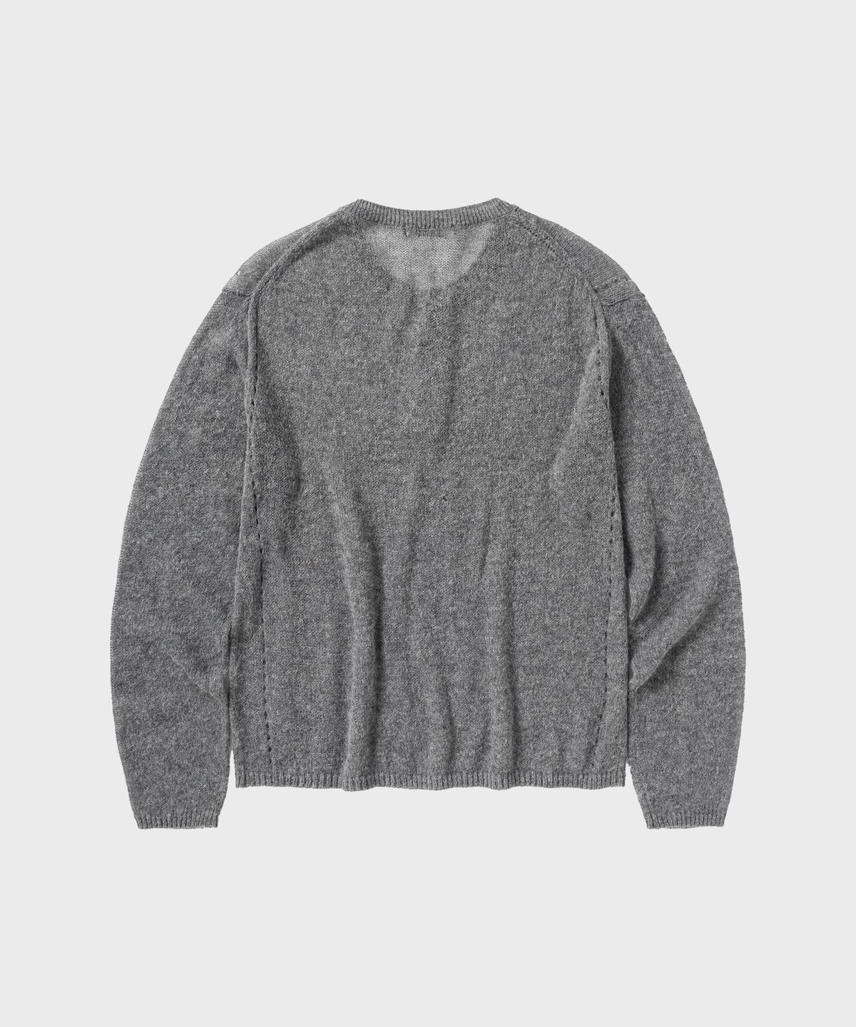 넌블랭크(NONBLANK) 크롭 헨리넥 LS 니트_MELANGE GREY