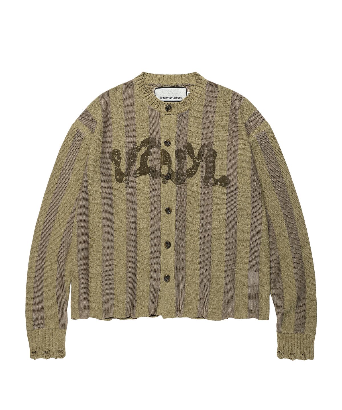 더바이닐하우스(THEVINYLHOUSE) NET MIXED GRUNGE CARDIGAN SAND