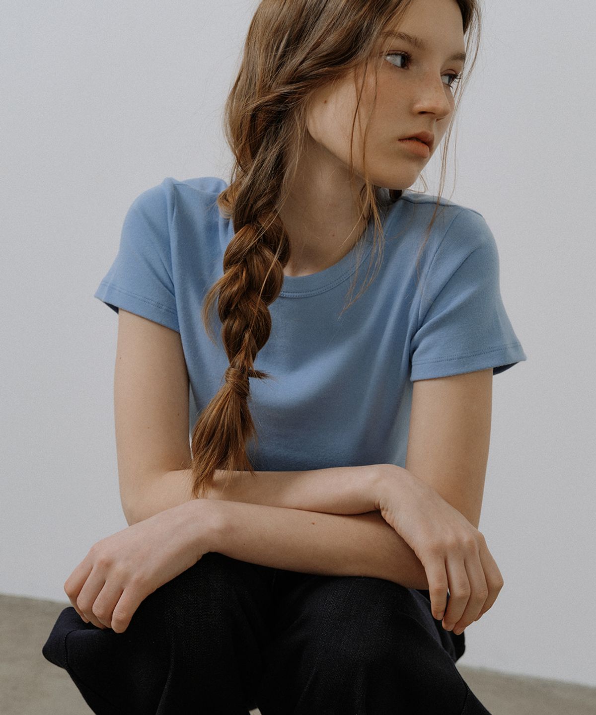 프리버07(FRIVER07) Bottle cotton crop t-shirt_Sky blue