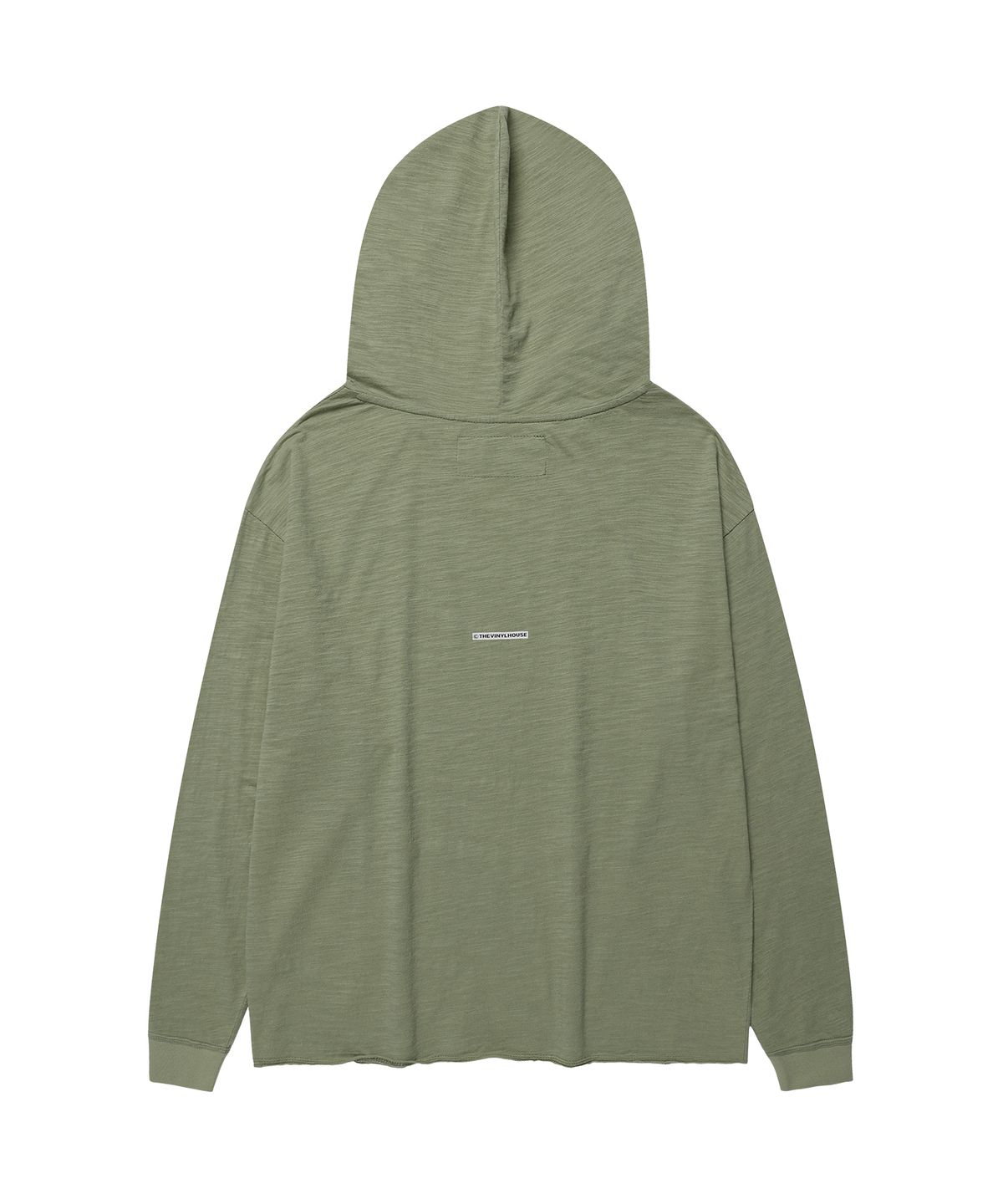 더바이닐하우스(THEVINYLHOUSE) CUT-OFF OVER SLUB HOODIE LS TEE (W) KHAKI