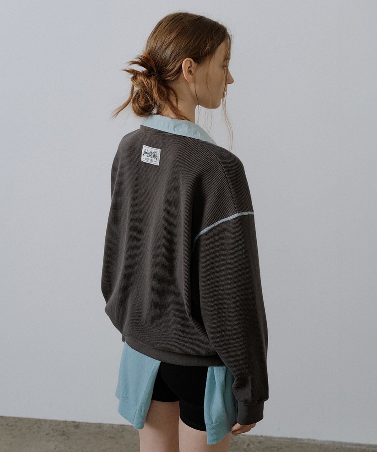 프리버07(FRIVER07) Waffle half zip-up sweatshirt [FRSP05LT11]_Charcoal