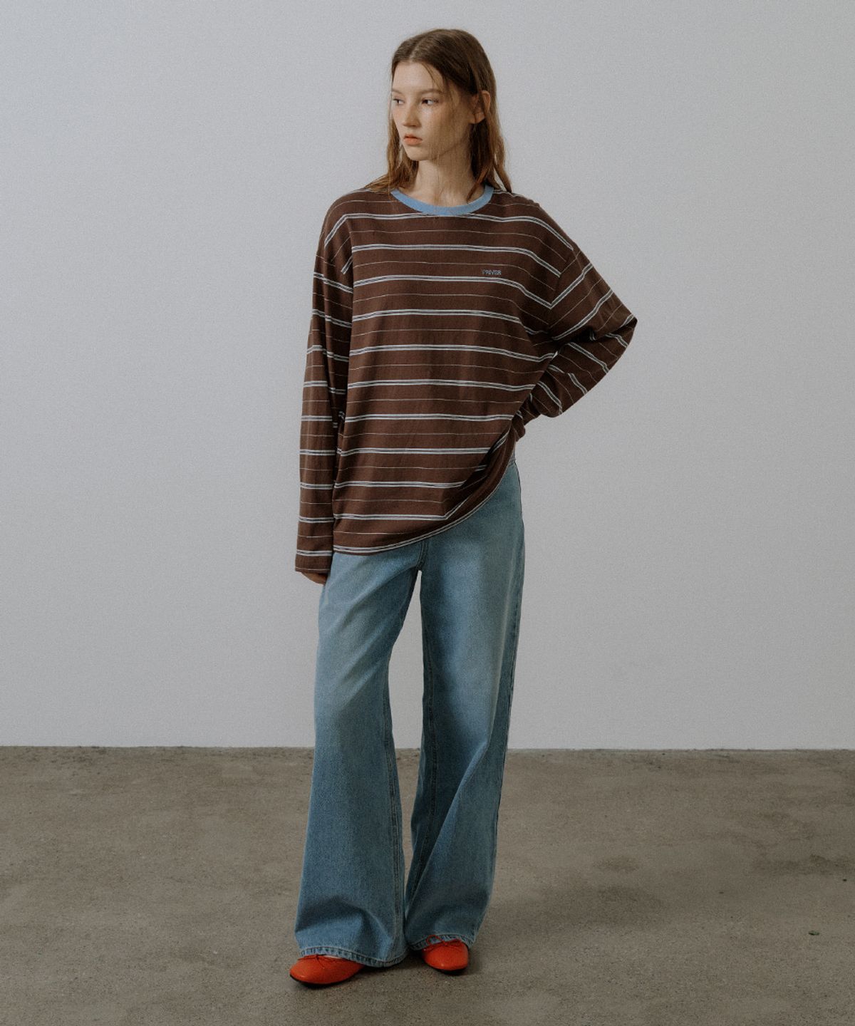 프리버07(FRIVER07) Classic stripe ringer t-shirt [FRSP05LT14]_Brown