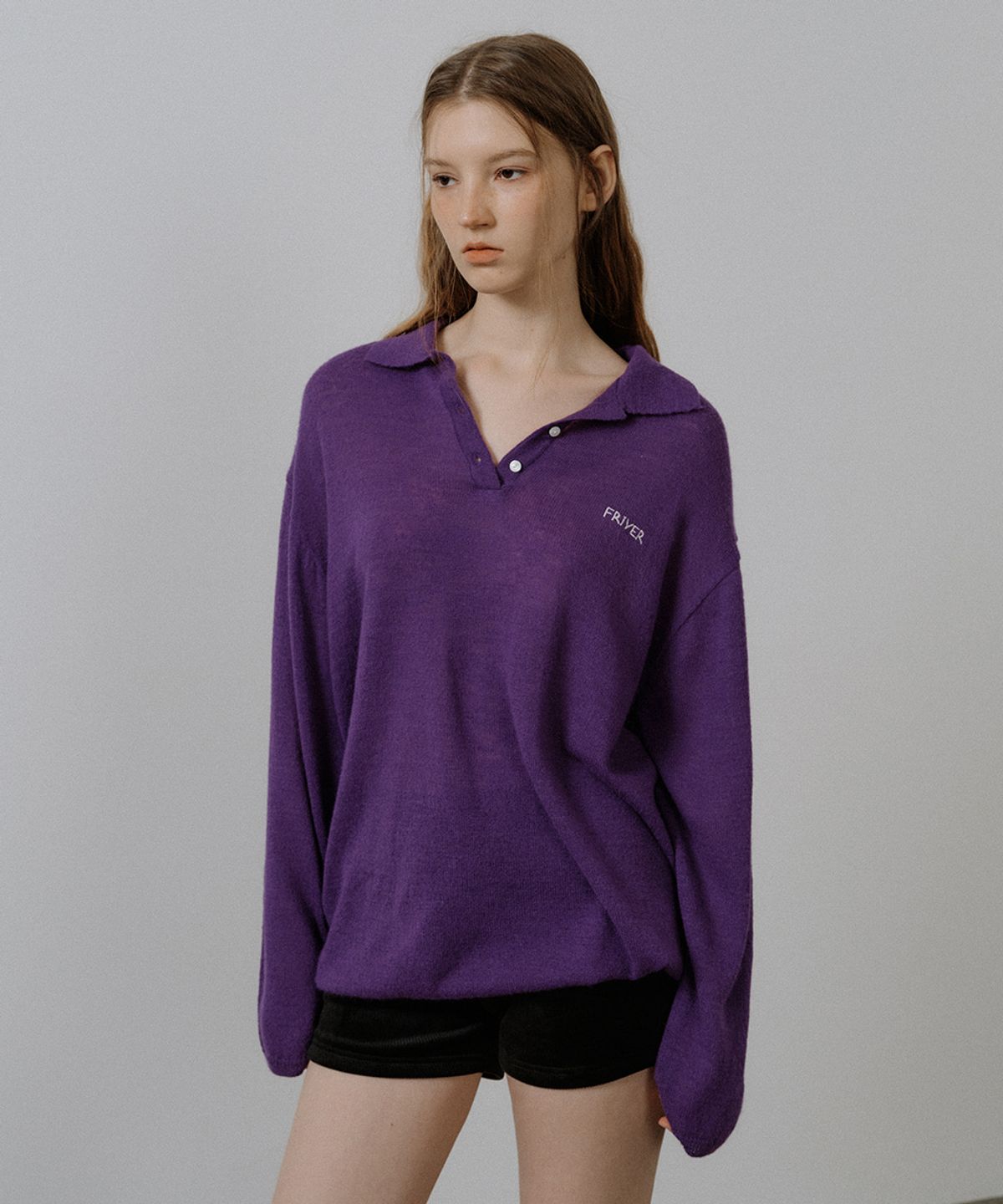 프리버07(FRIVER07) Loose fit collar wool knit [FRSP05NT02]_Violet