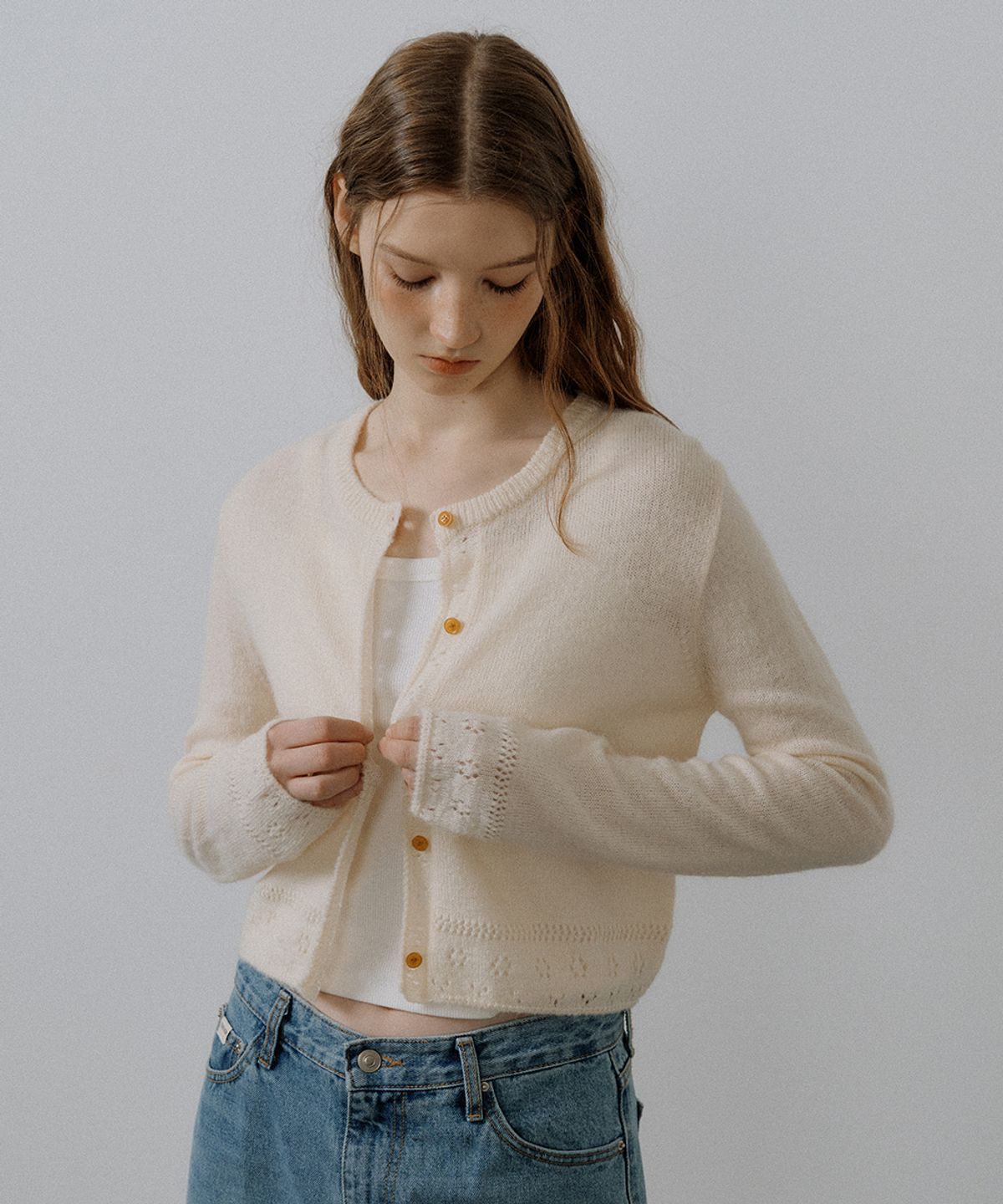 프리버07(FRIVER07) Mohair wool blend cardigan [FRSP05CD02]_Beige