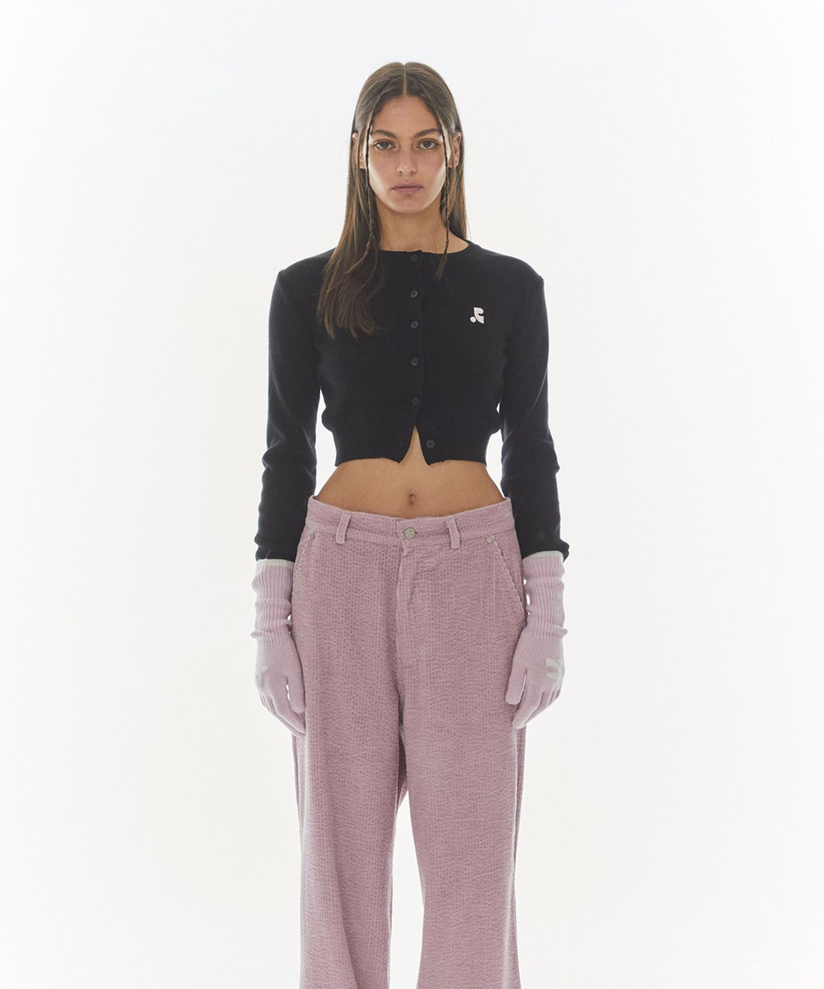 레스트앤레크레이션(REST&RECREATION) CROPPED KNIT CARDIGAN - BLACK