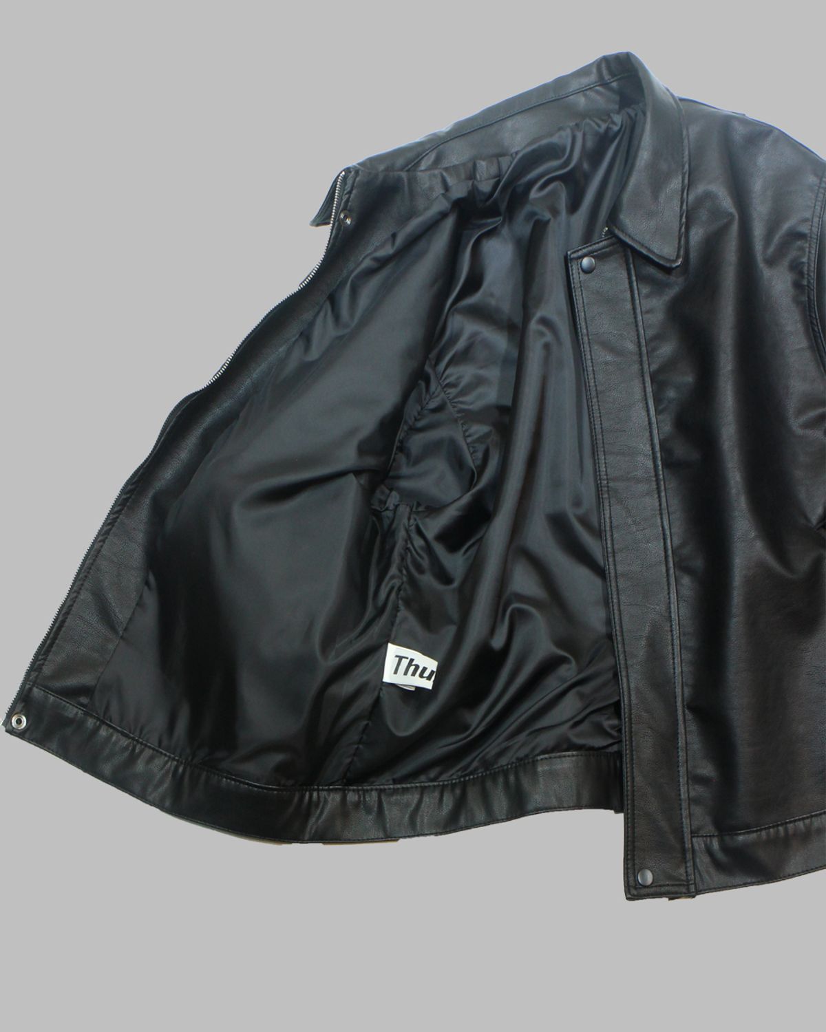 덤(THUMB) Lamb skin Faux Leather jacket