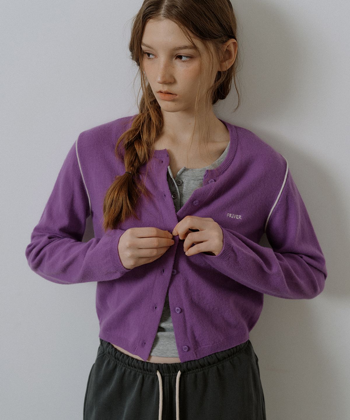 프리버07(FRIVER07) Color point wool knit cardigan [FRSP05CD04]_Violet