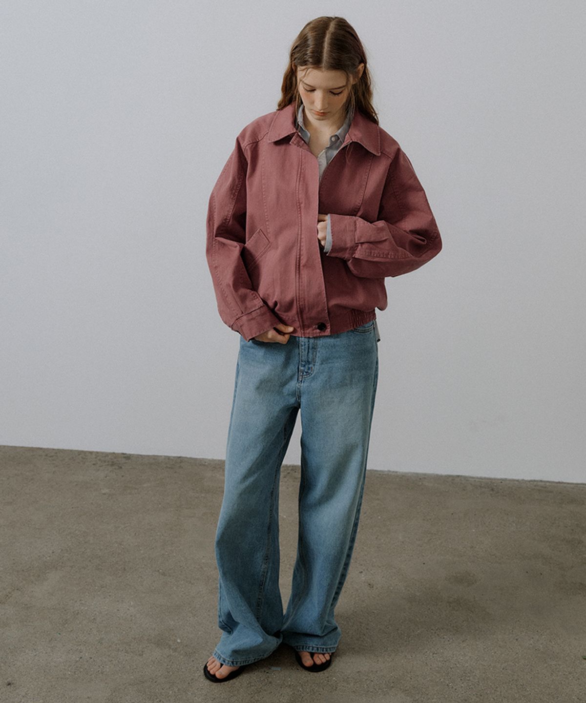 프리버07(FRIVER07) Vintage washing bomber jumper [FRSP05JP03]_Pink