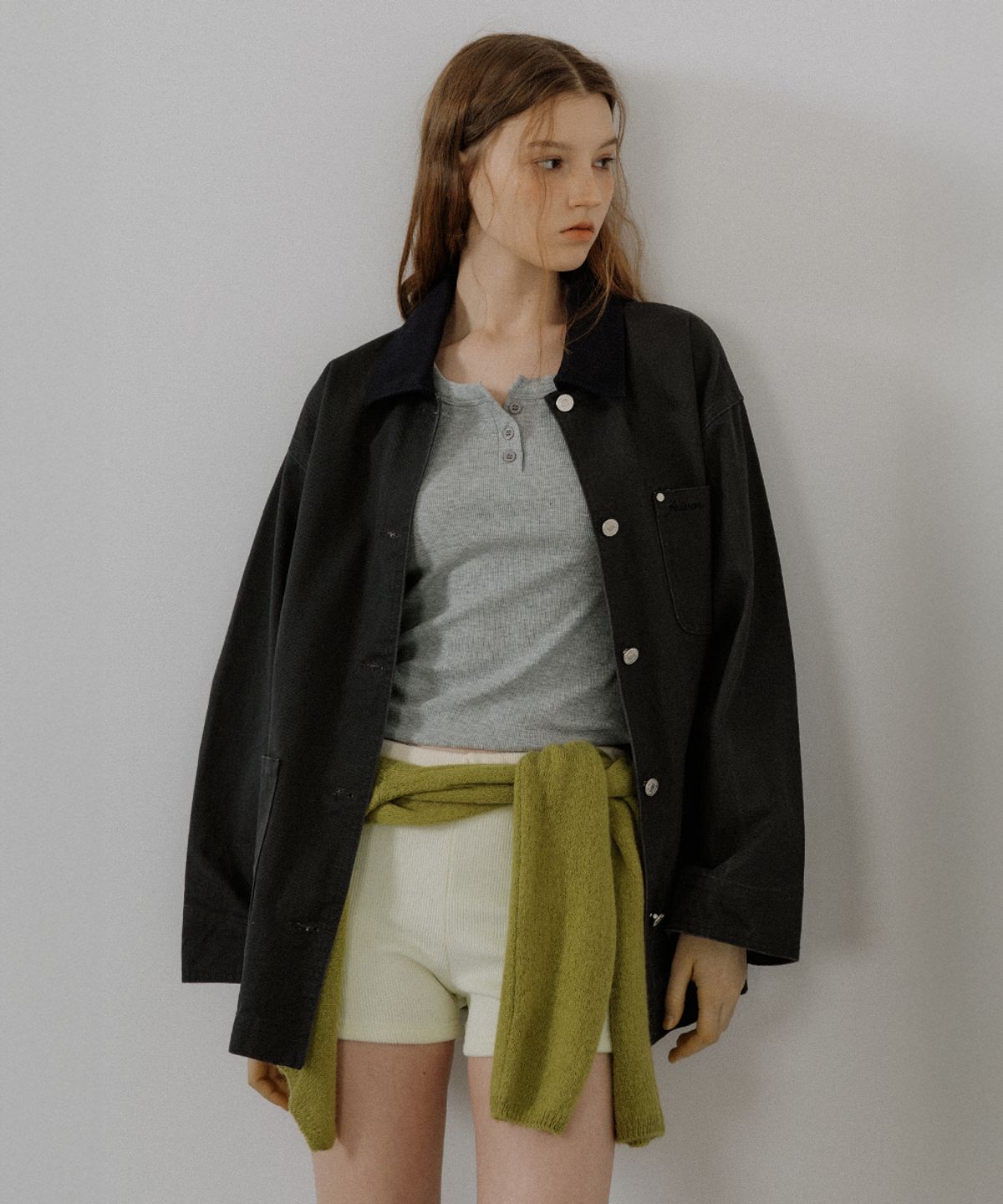 프리버07(FRIVER07) Coloring collar half work jacket [FRSP05JK02]_Charcoal