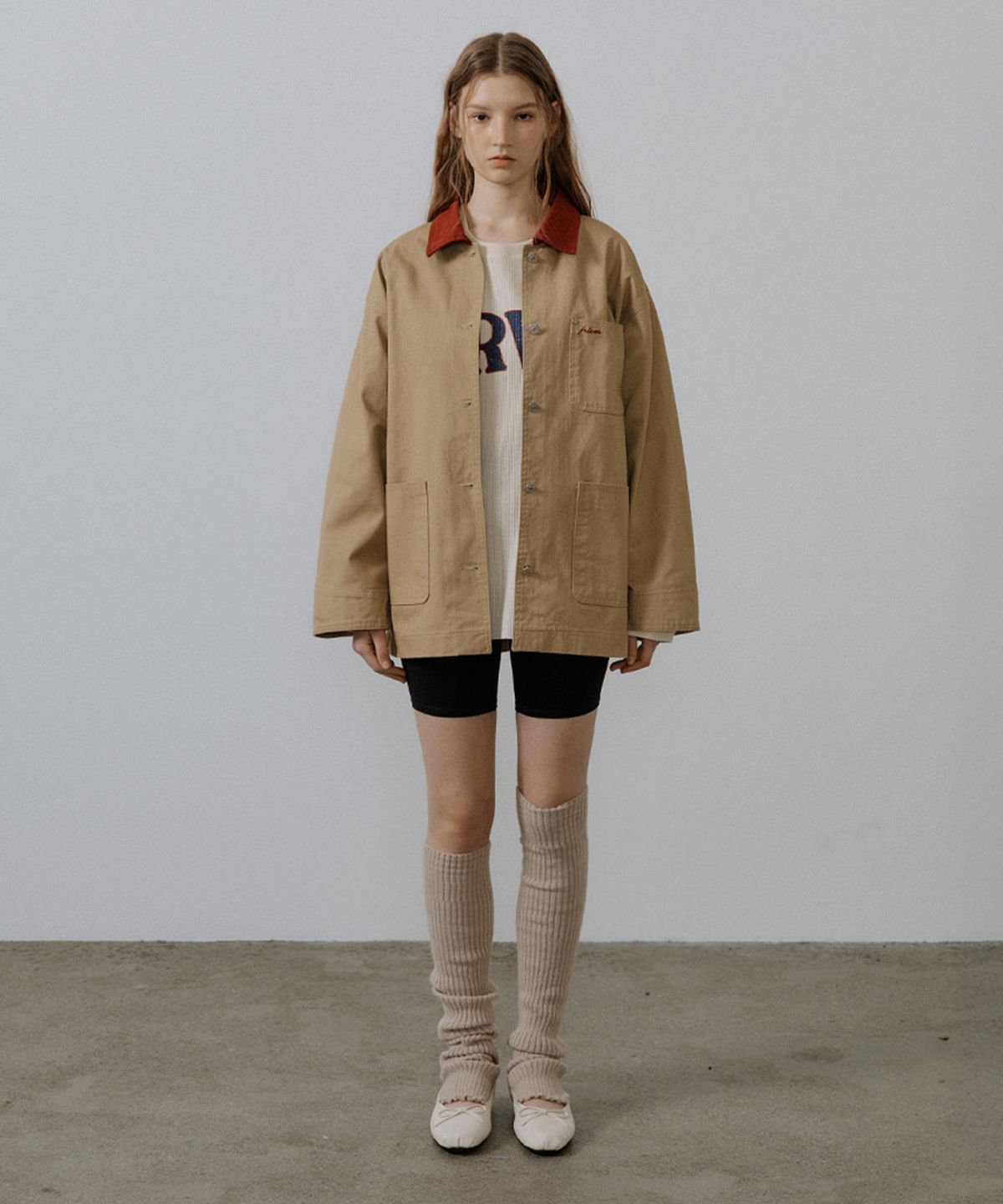 프리버07(FRIVER07) Coloring collar half work jacket [FRSP05JK01]_Beige