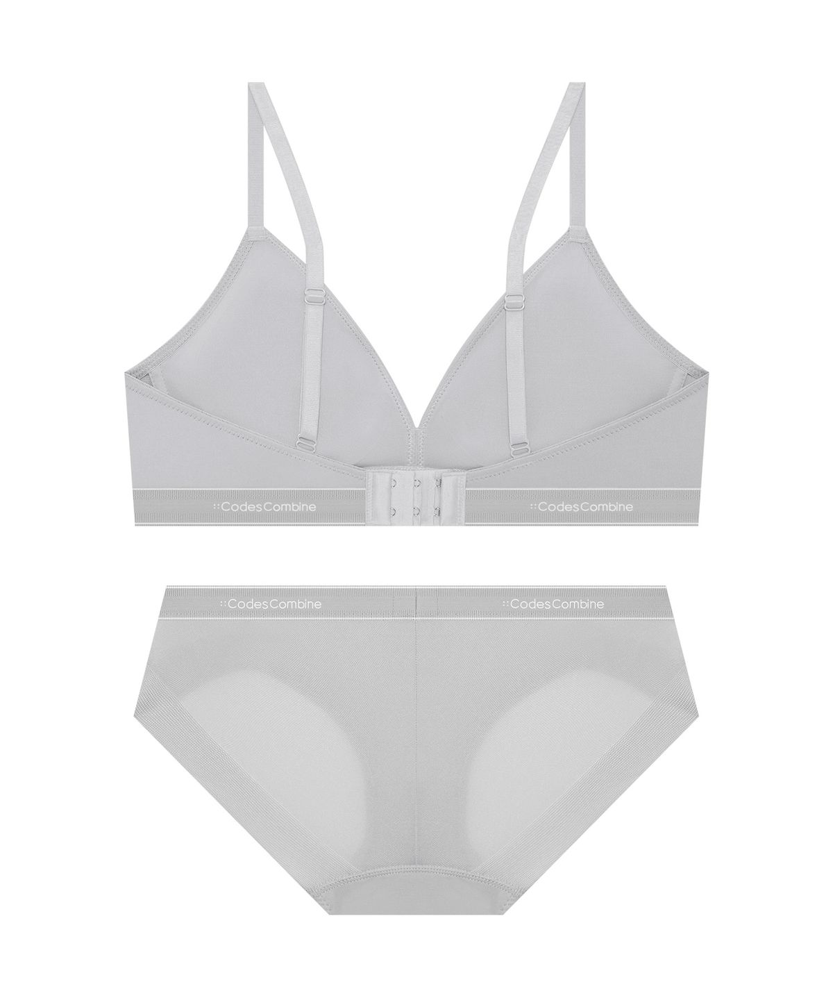 코데즈컴바인 이너웨어(CODES COMBINE INNERWEAR) 미니멀 에어로쿨 브라렛 햄팬티 세트_미스티그레이