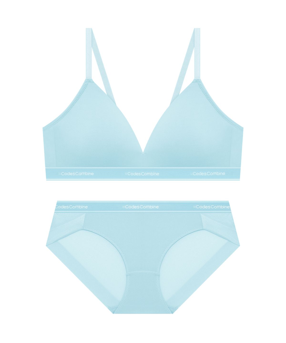 코데즈컴바인 이너웨어(CODES COMBINE INNERWEAR) 미니멀 에어로쿨 브라렛 햄팬티 세트_스카이블루