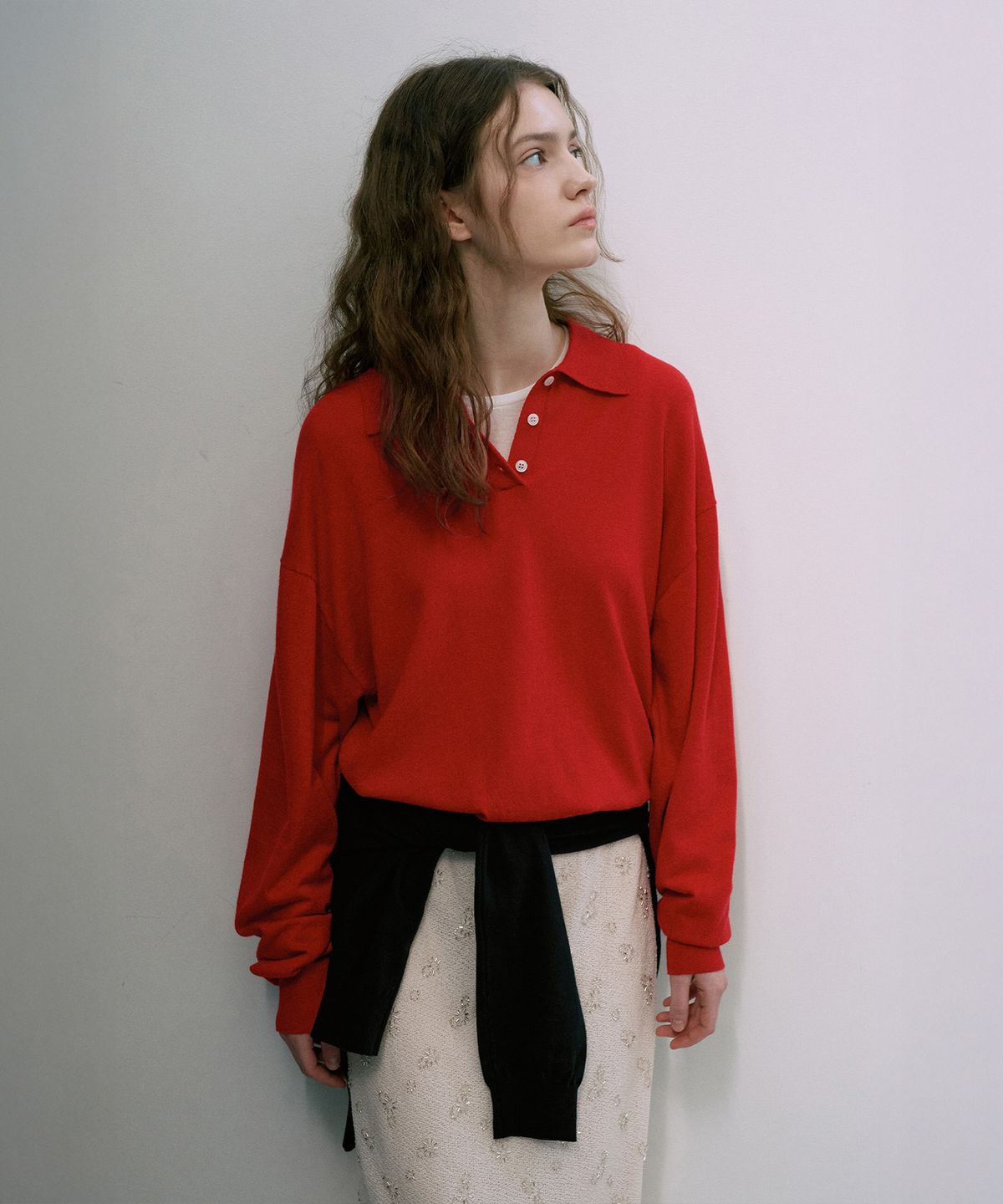 라메레이(LAMEREI) Silk Wool Loose Fit Collar Knit[LMBFSPKN302]-2color