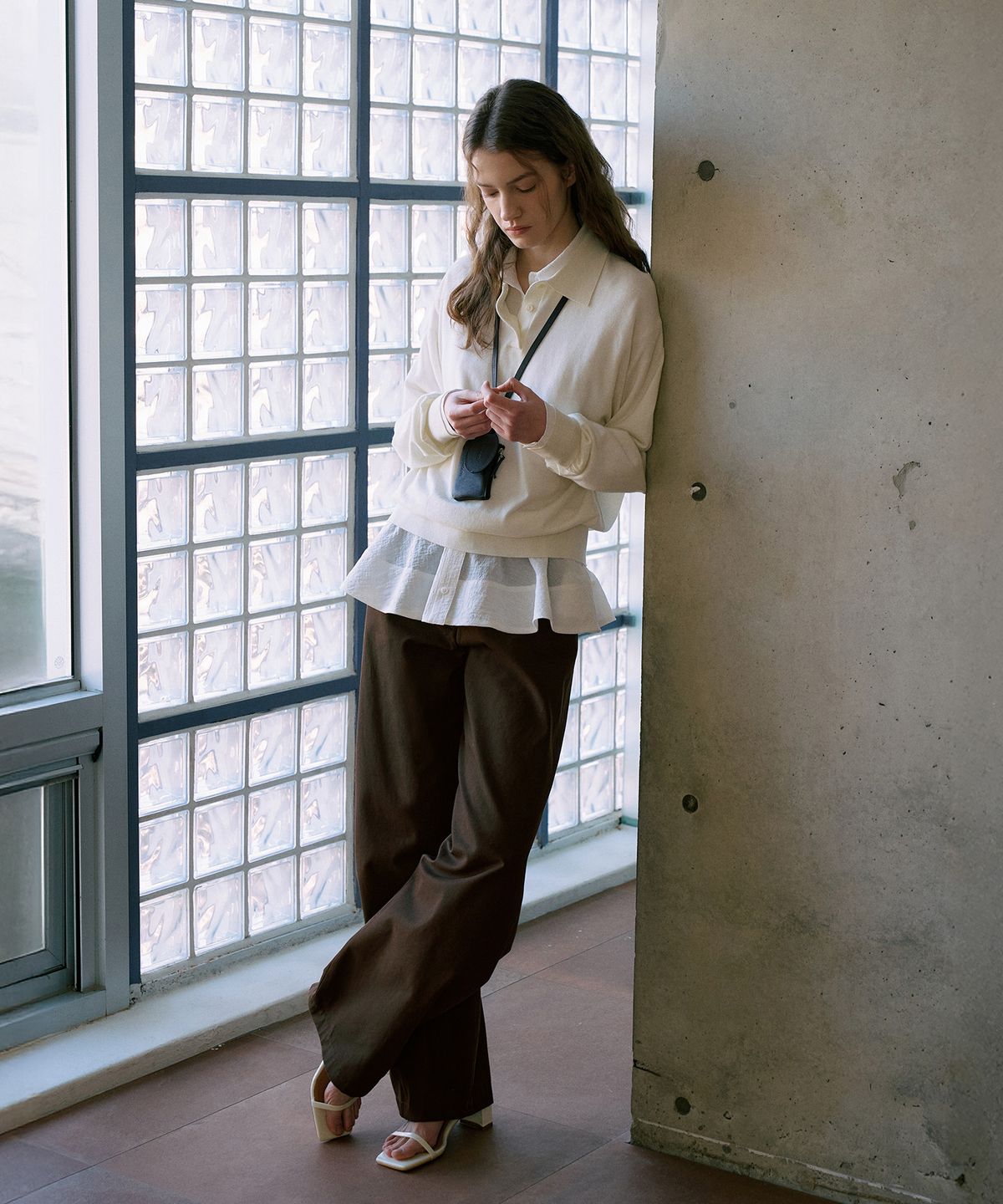 라메레이(LAMEREI) Silk Wool Loose Fit Collar Knit[LMBFSPKN302]-2color