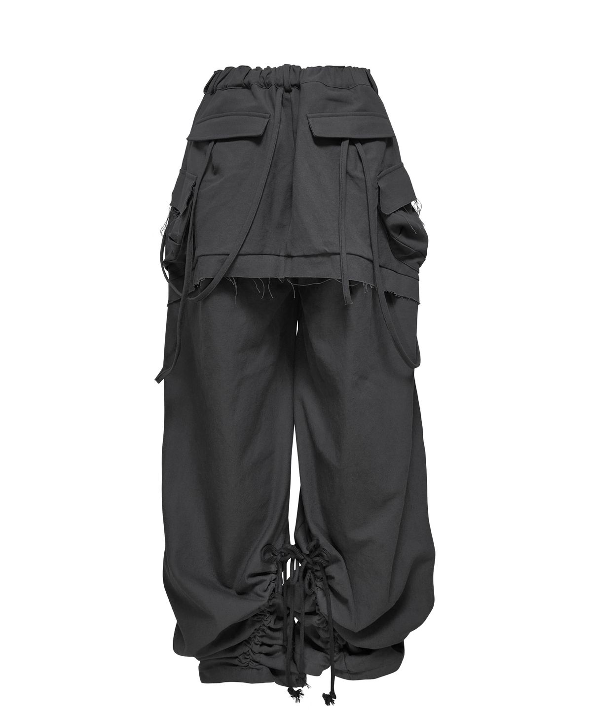 정도(JUNGDO) CUT OUT STRING CARGO PANTS . BLACK