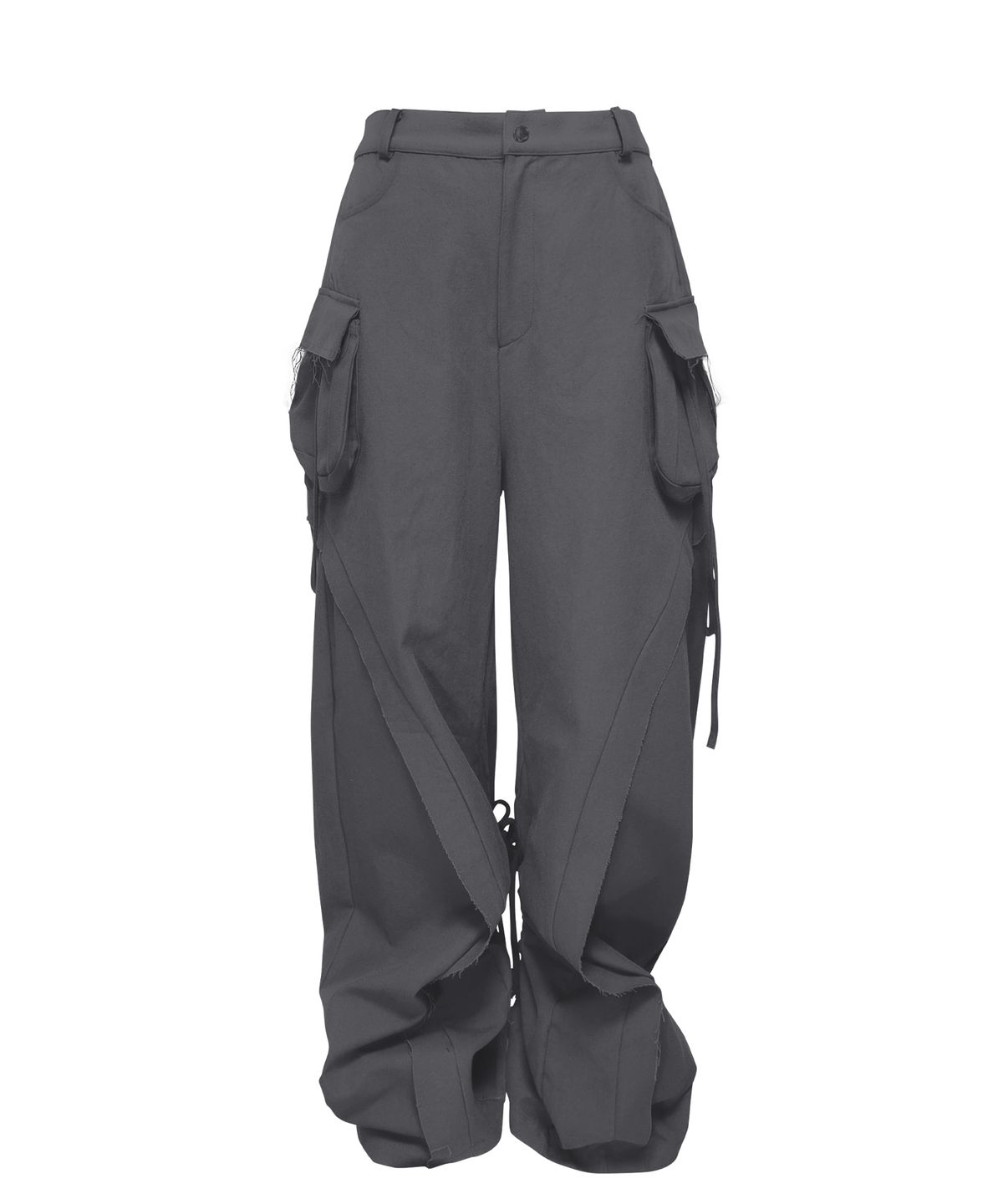 정도(JUNGDO) CUT OUT STRING CARGO PANTS . CHARCOAL