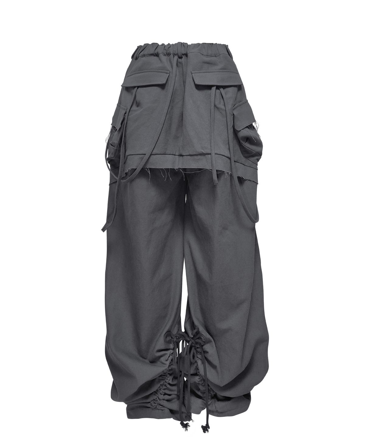 정도(JUNGDO) CUT OUT STRING CARGO PANTS . CHARCOAL