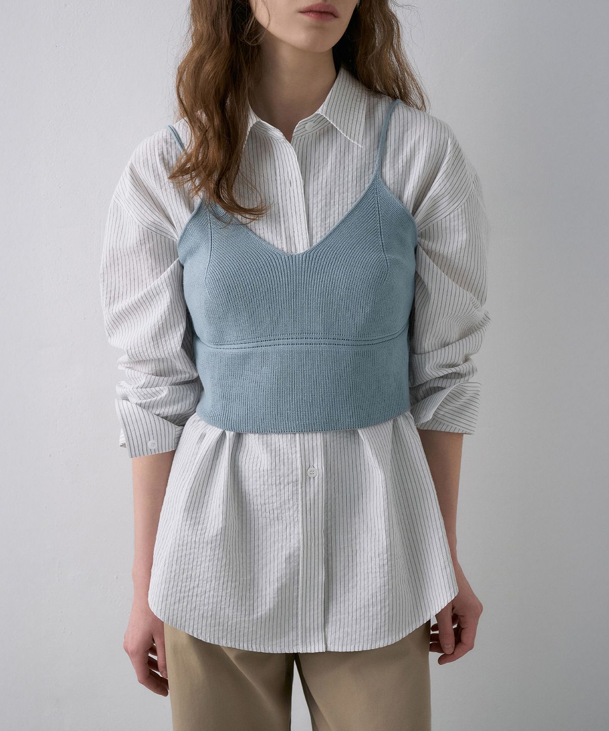 라메레이(LAMEREI) V-Neck Crop Bustier Knit[LMBFSPKN305]-3color
