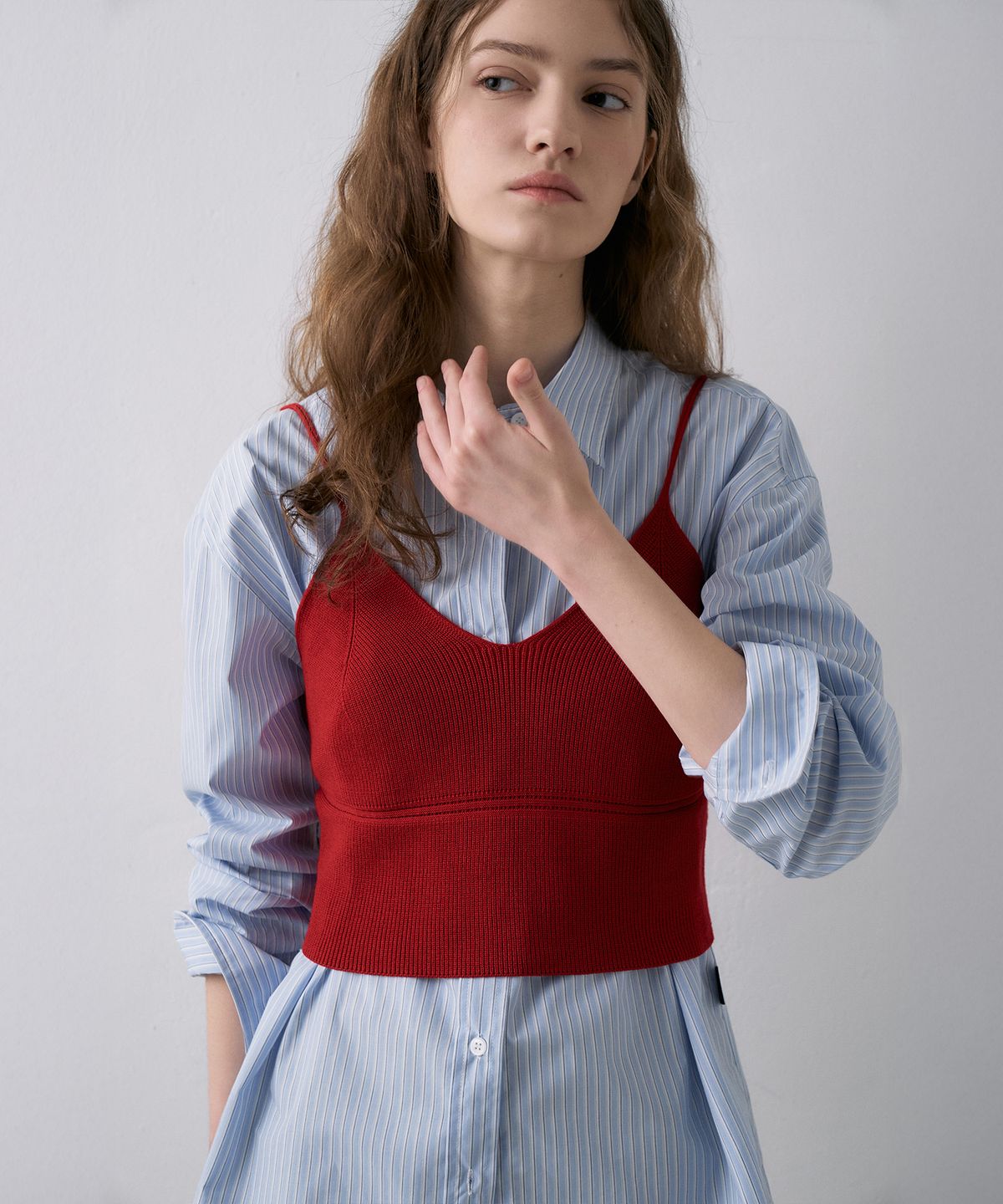 라메레이(LAMEREI) V-Neck Crop Bustier Knit[LMBFSPKN305]-3color