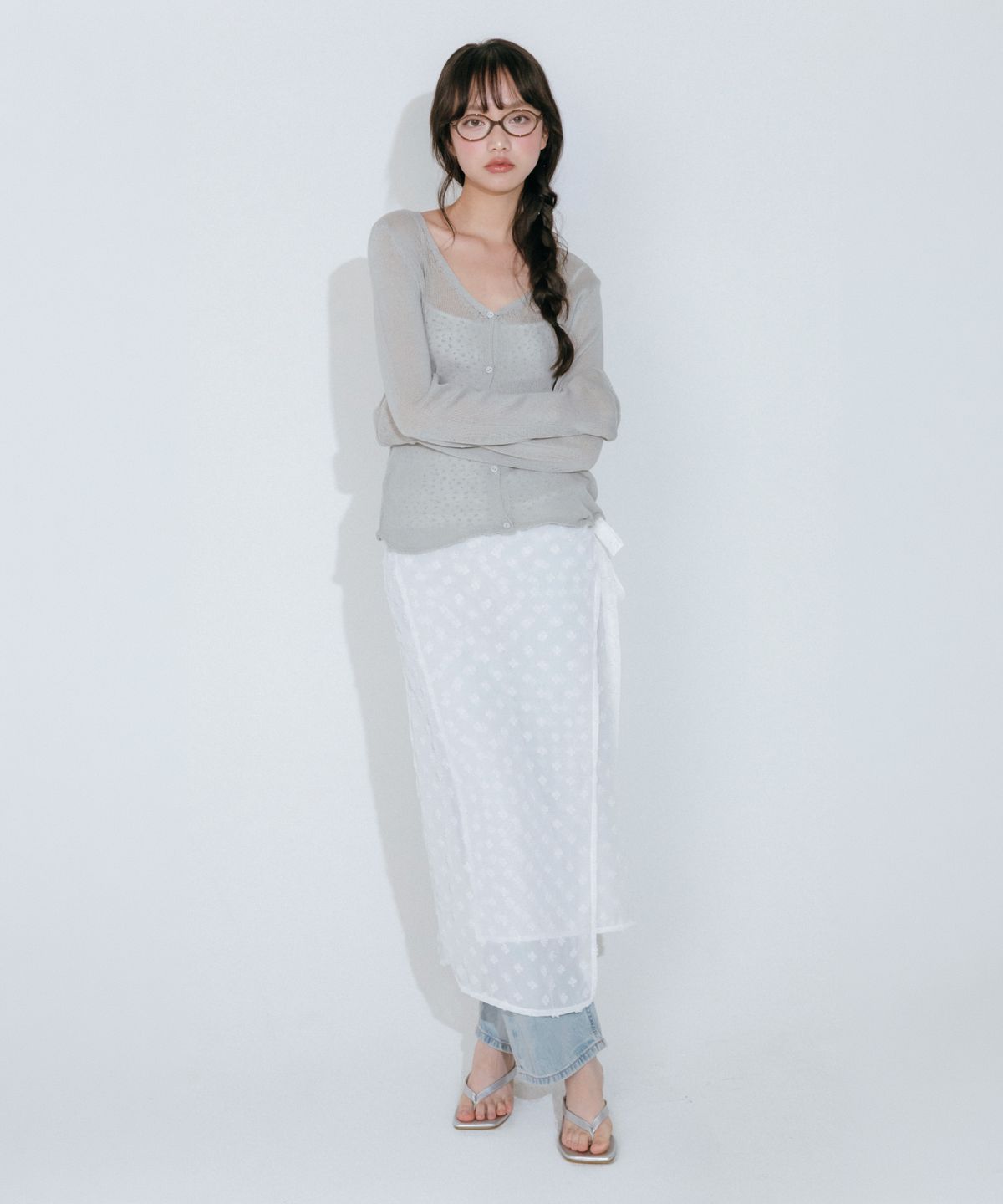 멜로토리(MELLOTORY) 블루밍 시폰 랩 스커트 (2color)