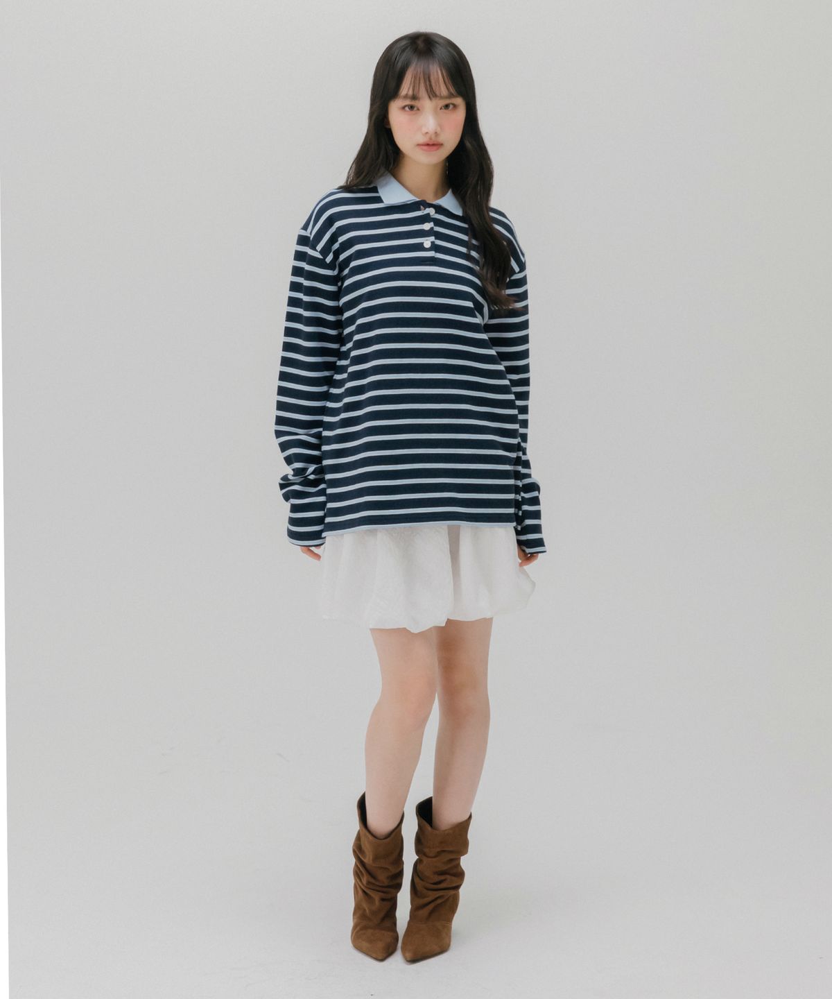 멜로토리(MELLOTORY) 소프트 카라 스트라이프 티셔츠 (2color)