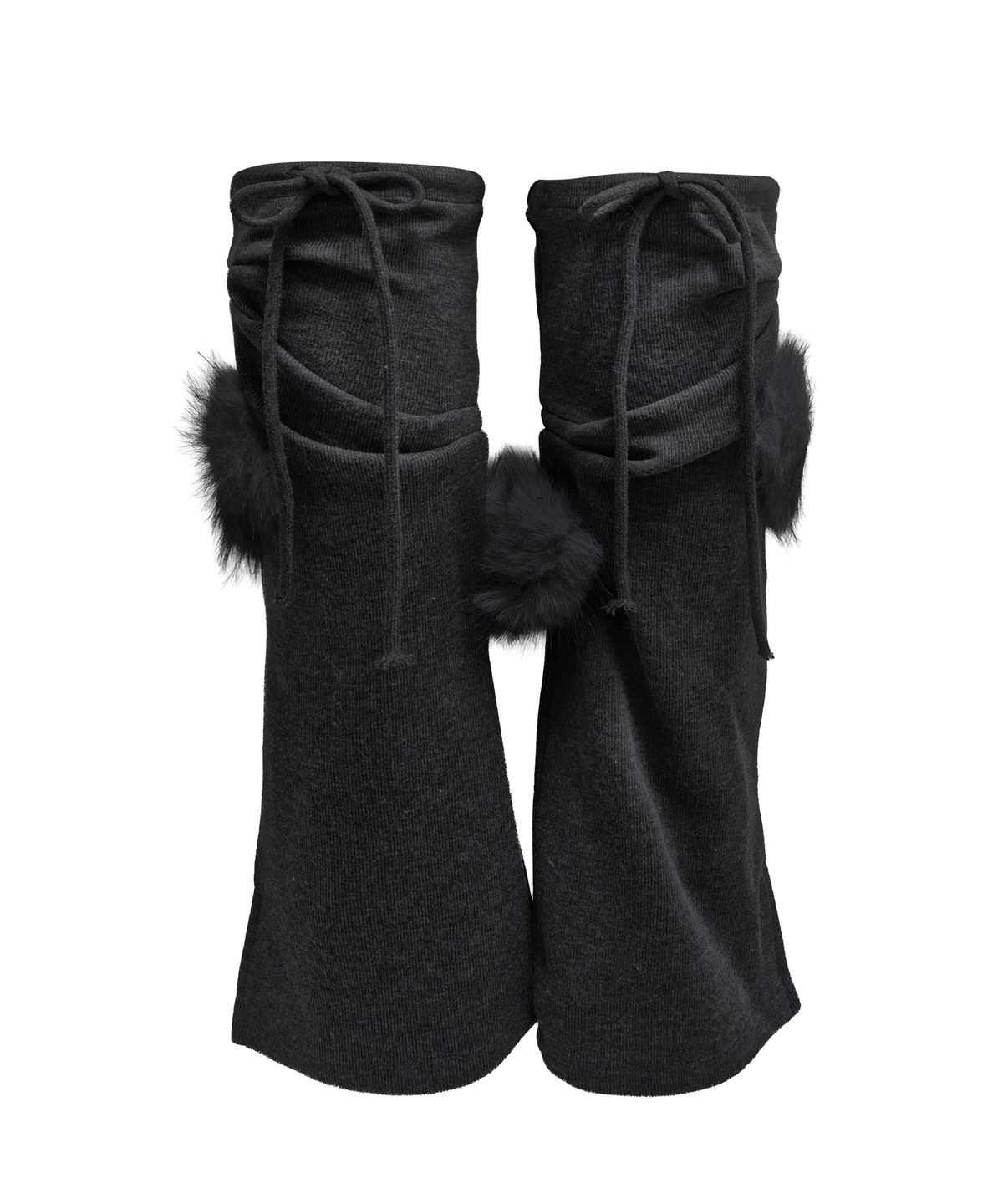 정도(JUNGDO) CURVED FUR LEG WARMERS . BLACK