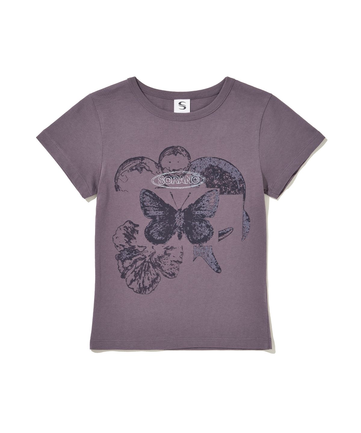 소라노(SORANO) SORANO Butterfly Artwork crop T-SHIRT [2color]