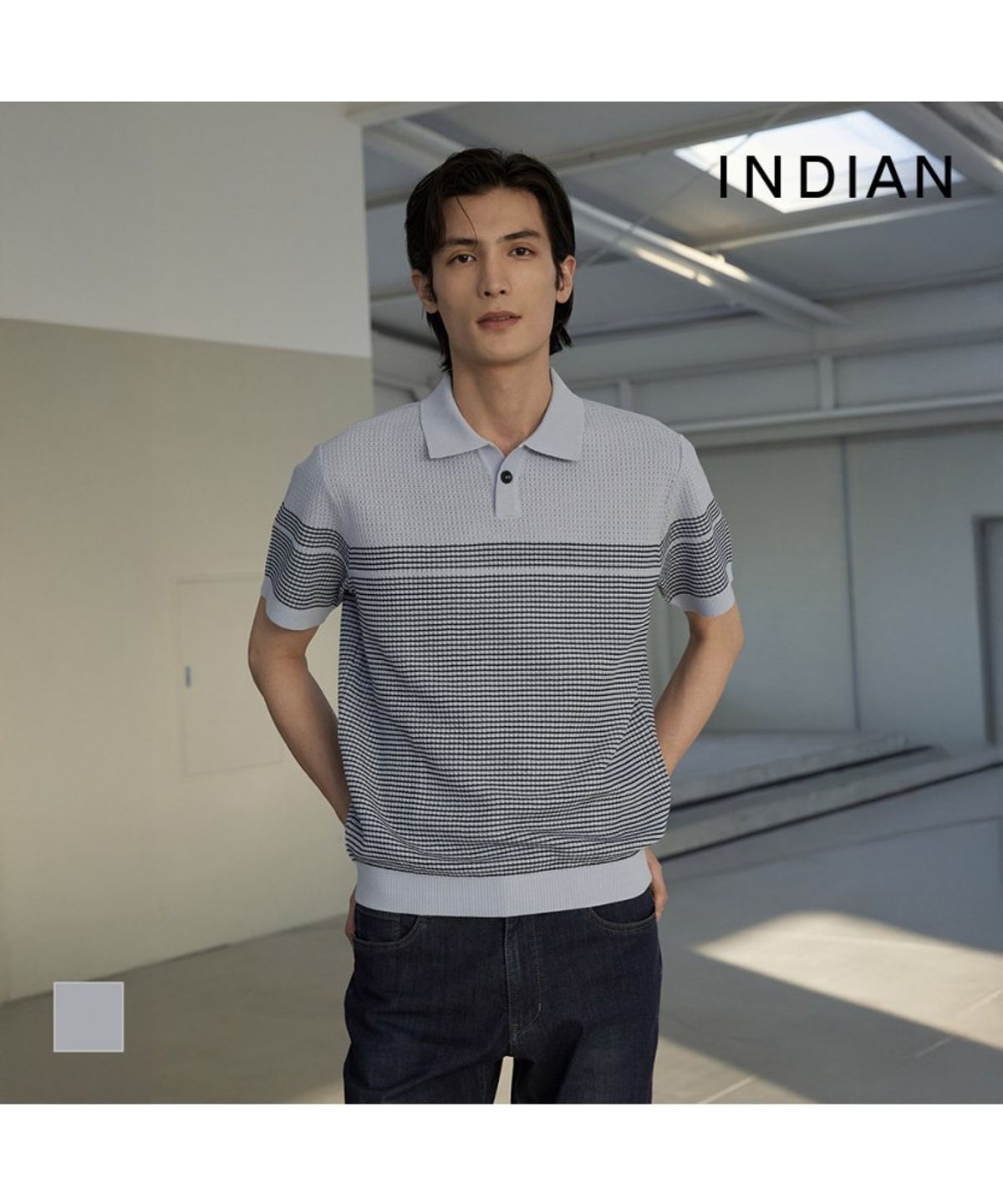 인디안(INDIAN) 스트라이프 패턴 폴로_MIUBS6M3161