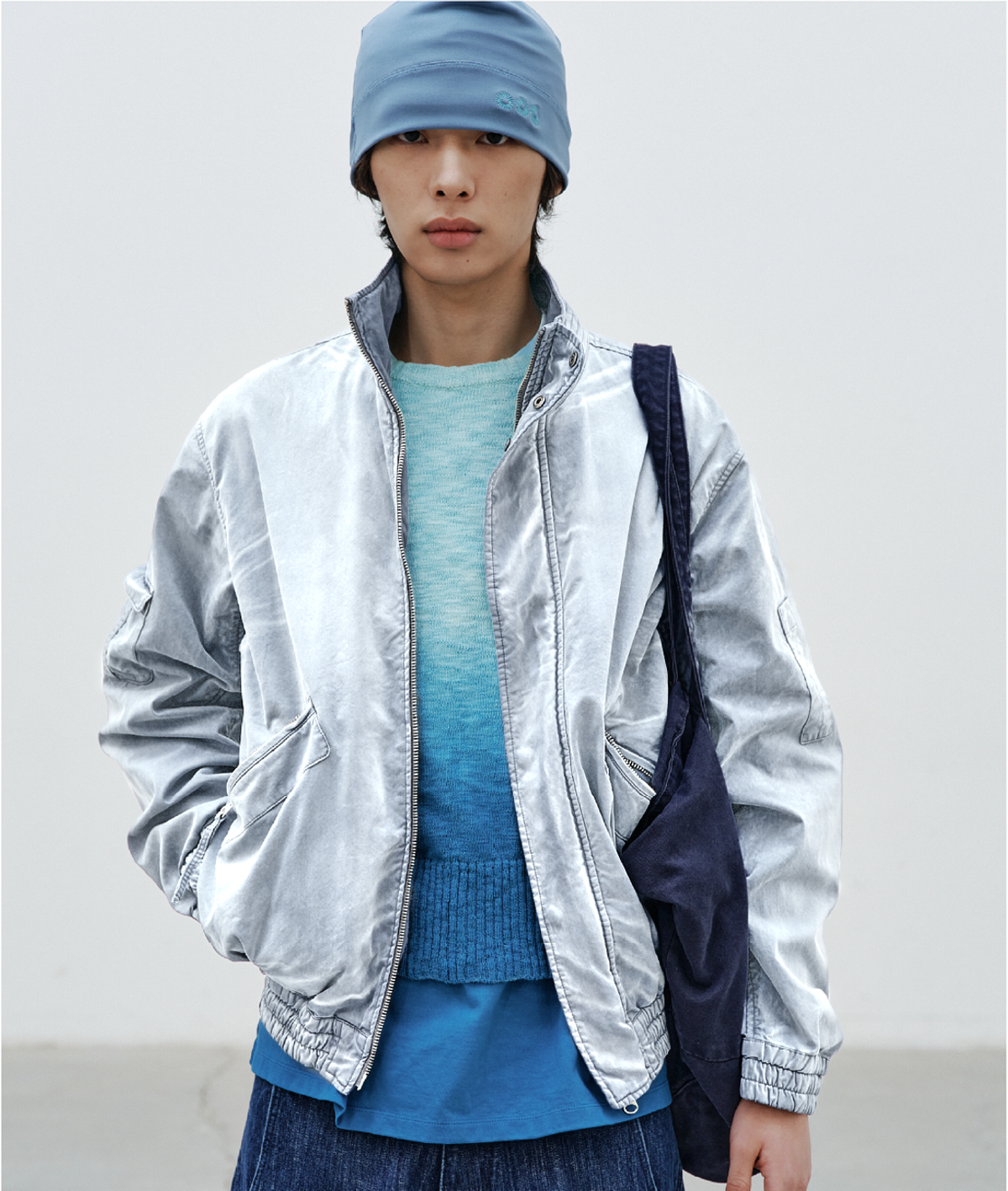 999휴머니티(999HUMANITY) AV 다이드 봄버 자켓 (블루 그레이)