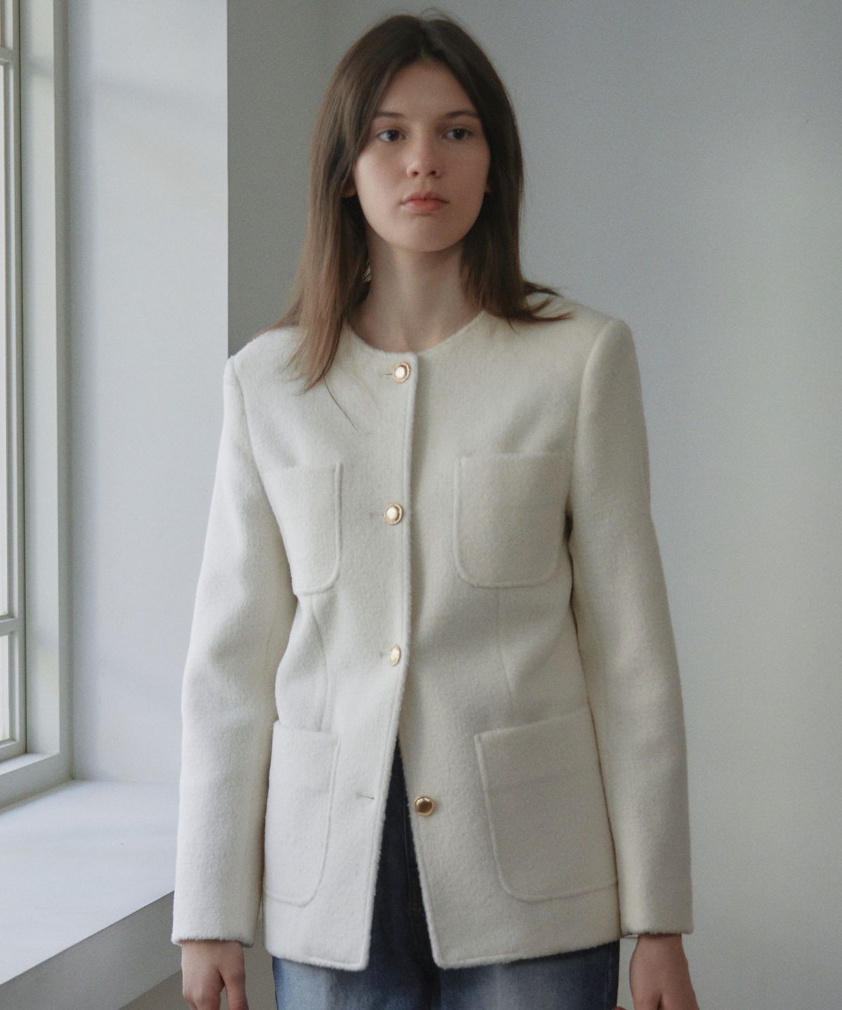 엘리오티(ELLIOTI) Adele Tweed Half Coat_2Color