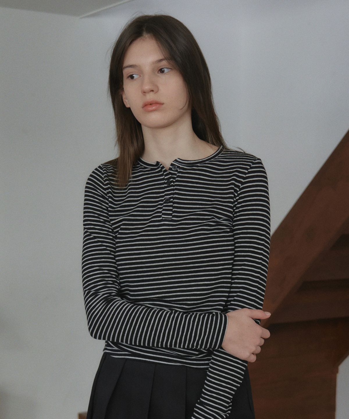 엘리오티(ELLIOTI) Zenia Wool Tencel Stripe Ts_4Color