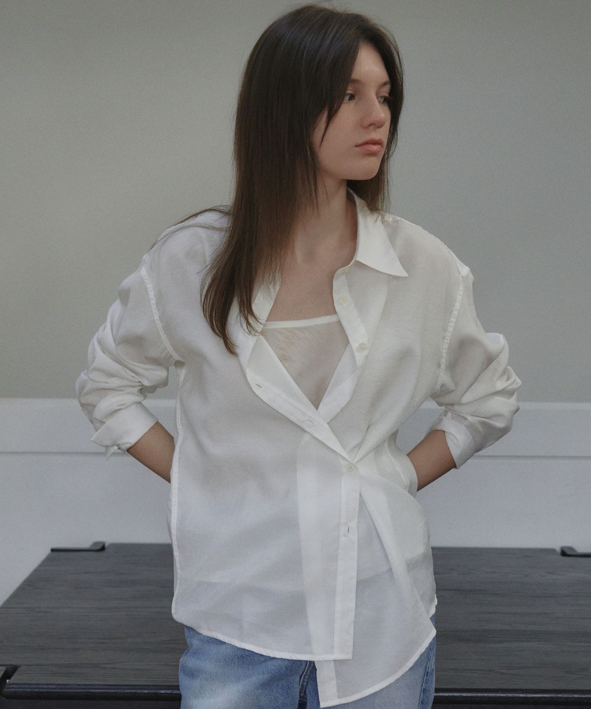 엘리오티(ELLIOTI) Ena Sheer STripe Shirts_3Color