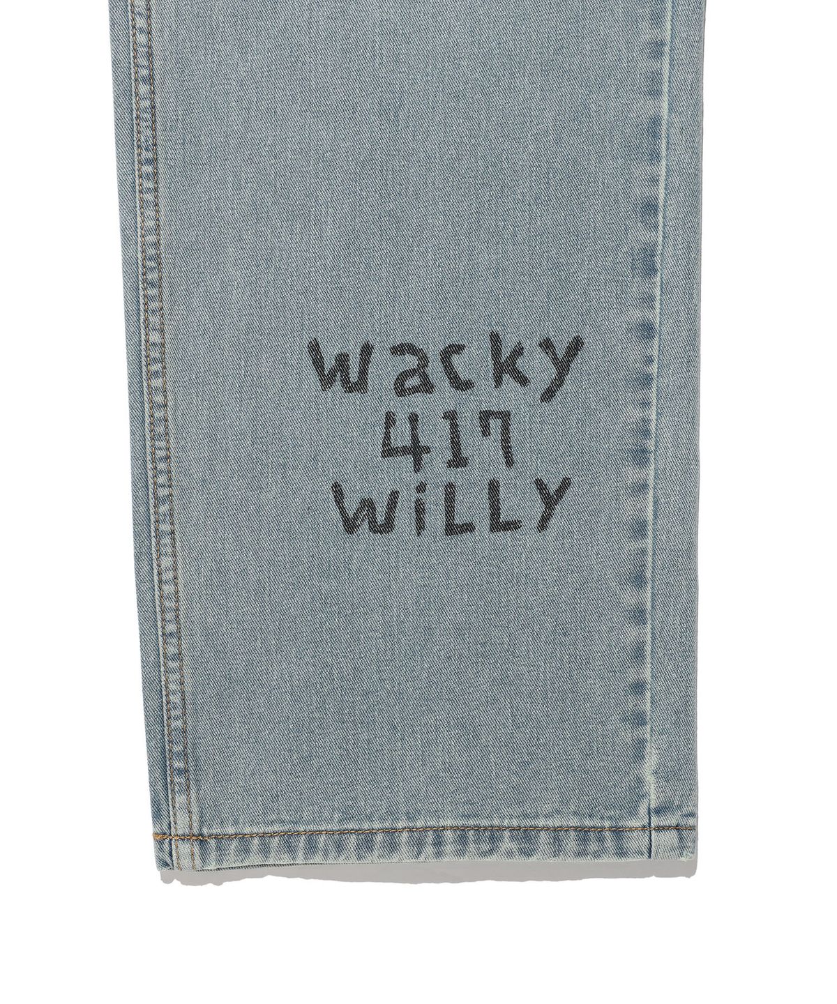 와키윌리(WACKY WILLY) 스트레이트 그래픽 데님 팬츠 블루