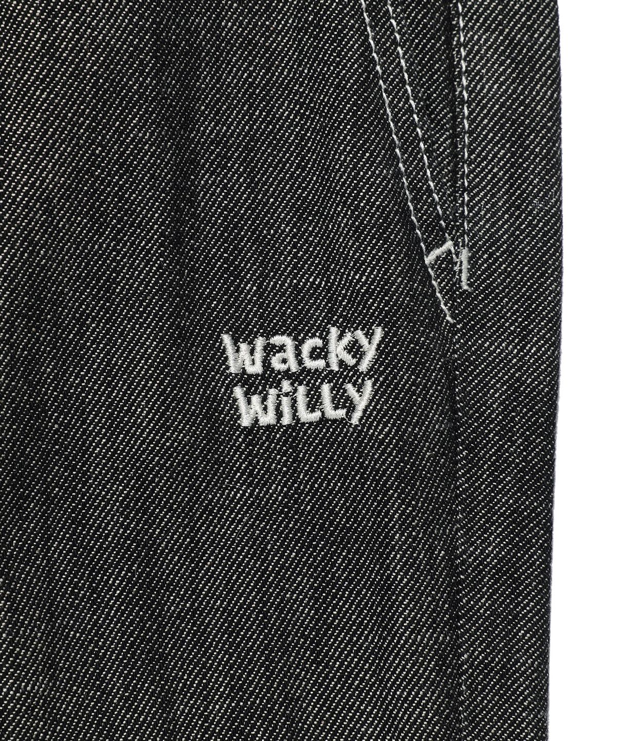 와키윌리(WACKY WILLY) 이지 데님 스트레이트 카고 팬츠 블랙